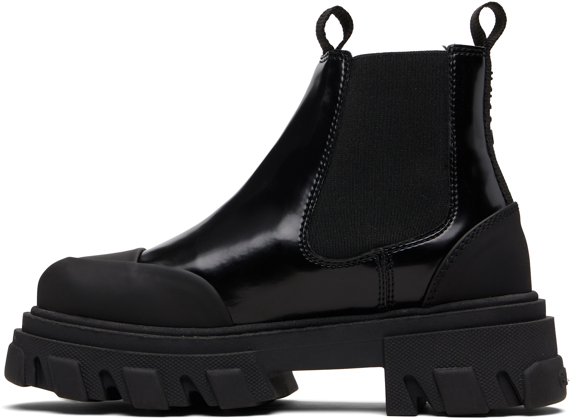 GANNI: ブラック Cleated ショート チェルシーブーツ | SSENSE 日本