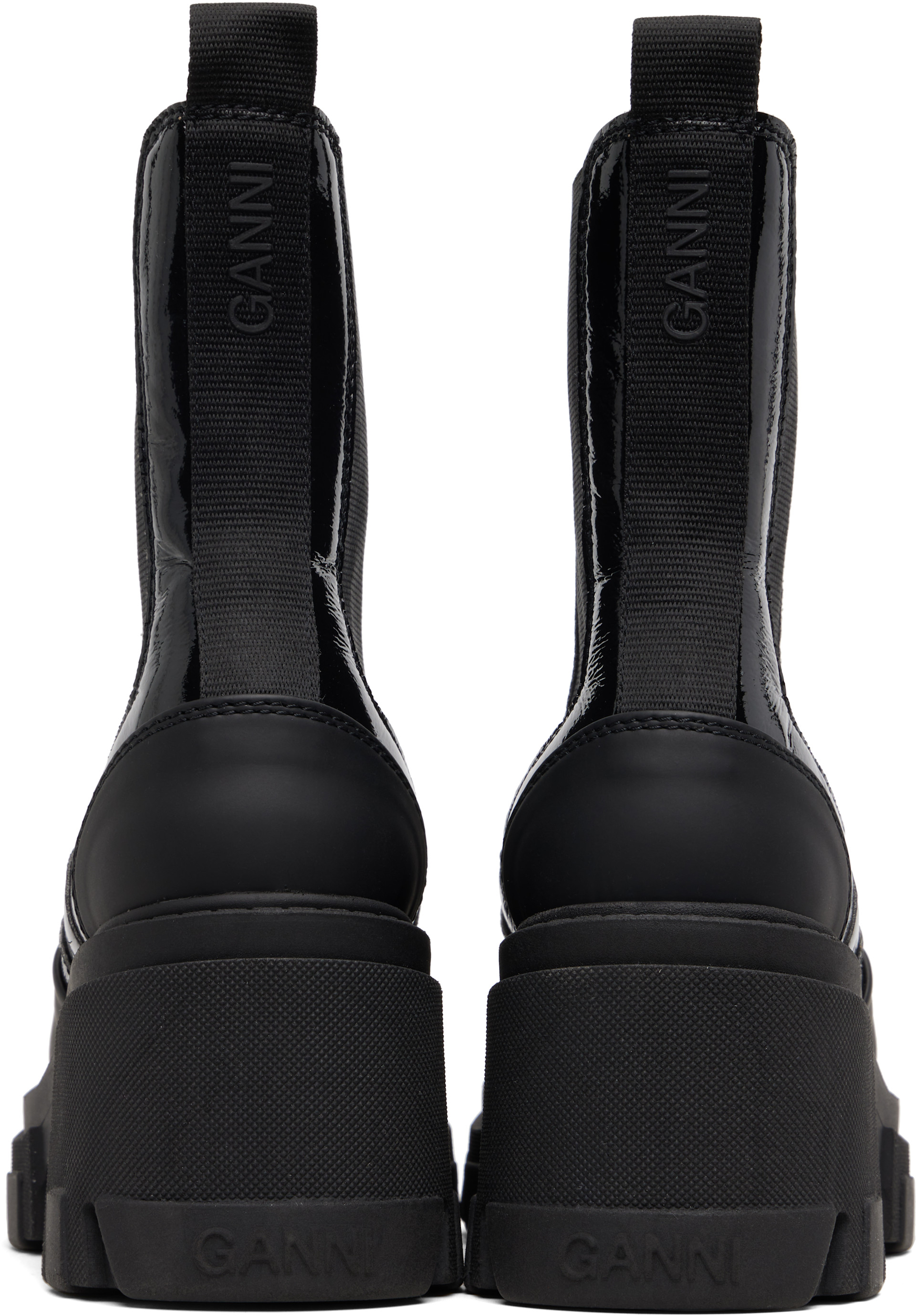 GANNI: Black Cleated Heeled Mid Chelsea Boots | SSENSE