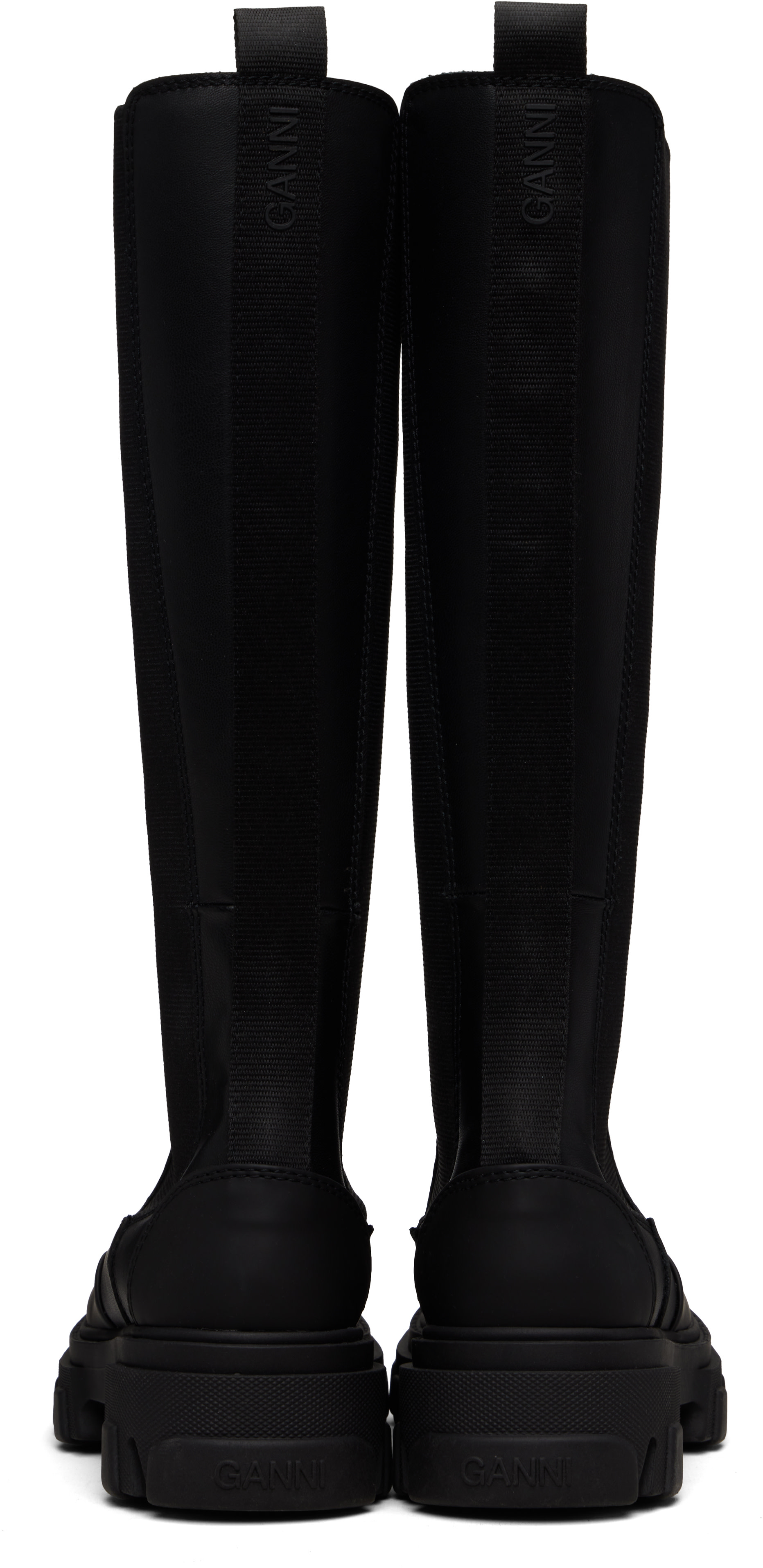 GANNI: ブラック Cleated Tall チェルシーブーツ | SSENSE 日本
