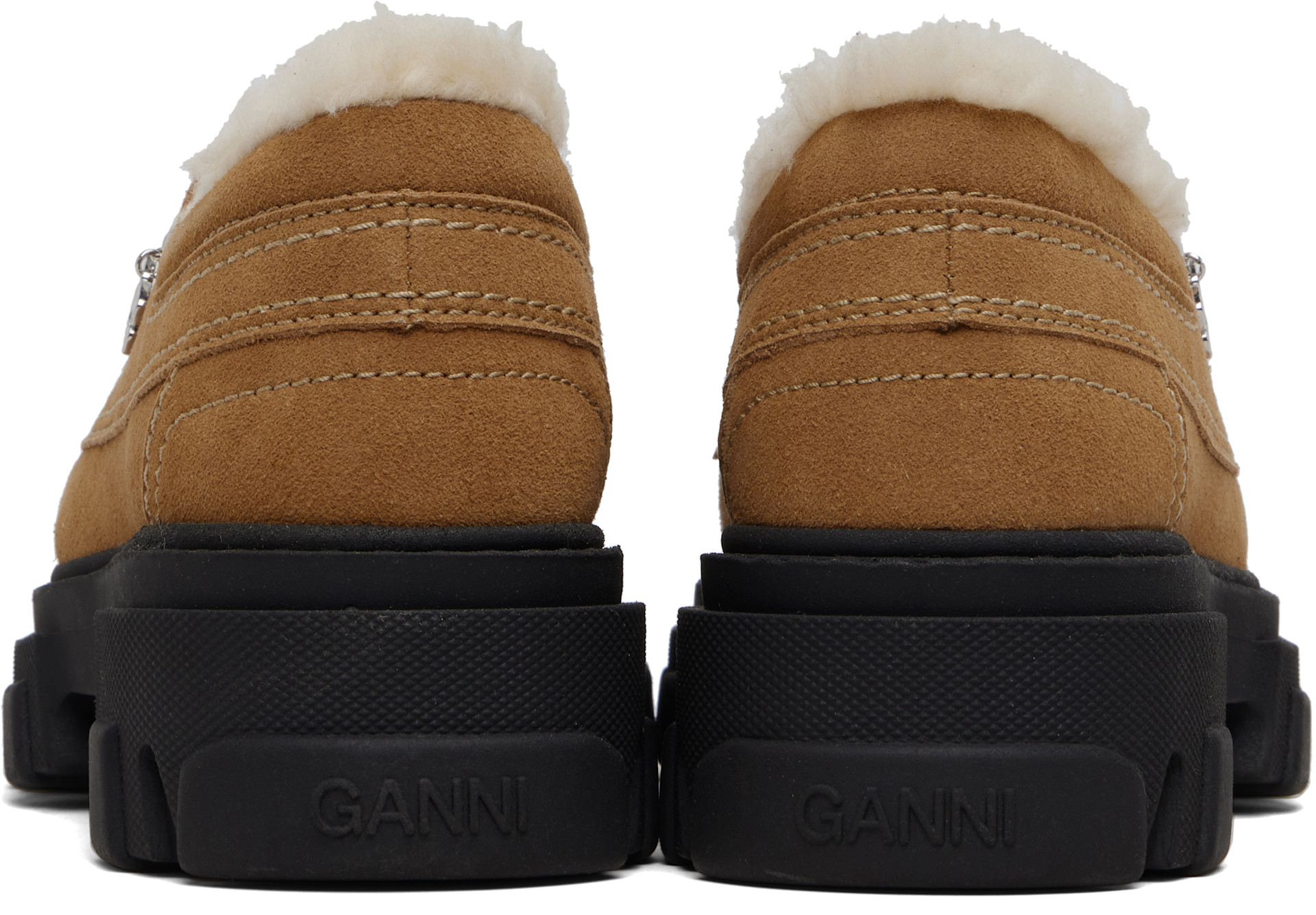 GANNI: Tan Cleated Derbys | SSENSE