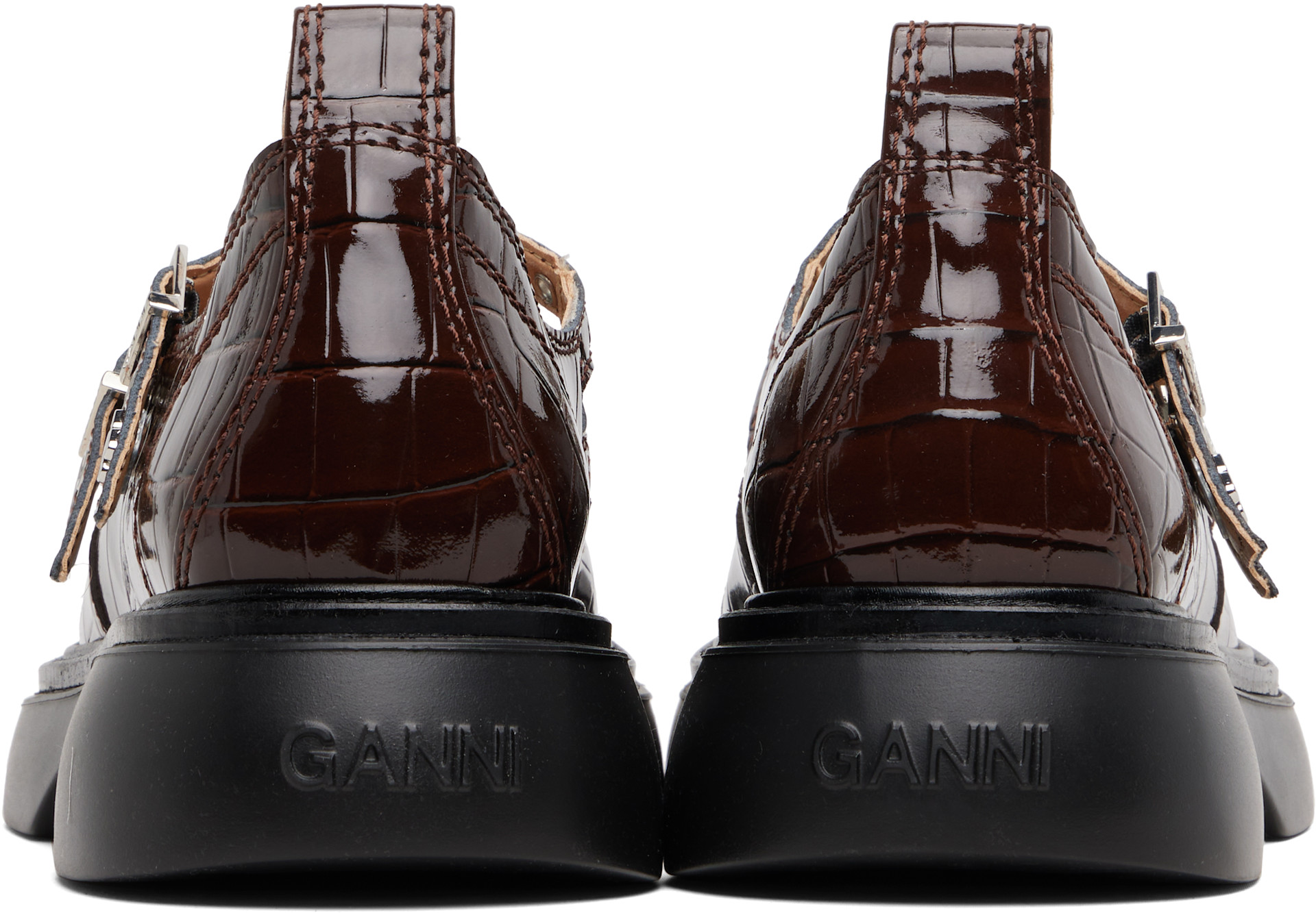 GANNI: Brown Everyday Butterfly Mary Jane Loafers | SSENSE