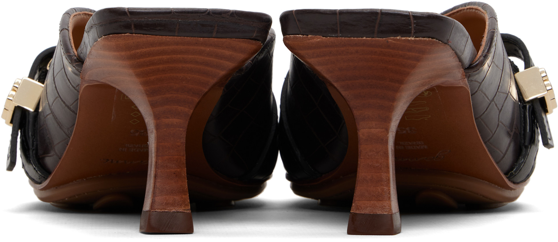 GANNI: Brown Sue Mule Heels | SSENSE