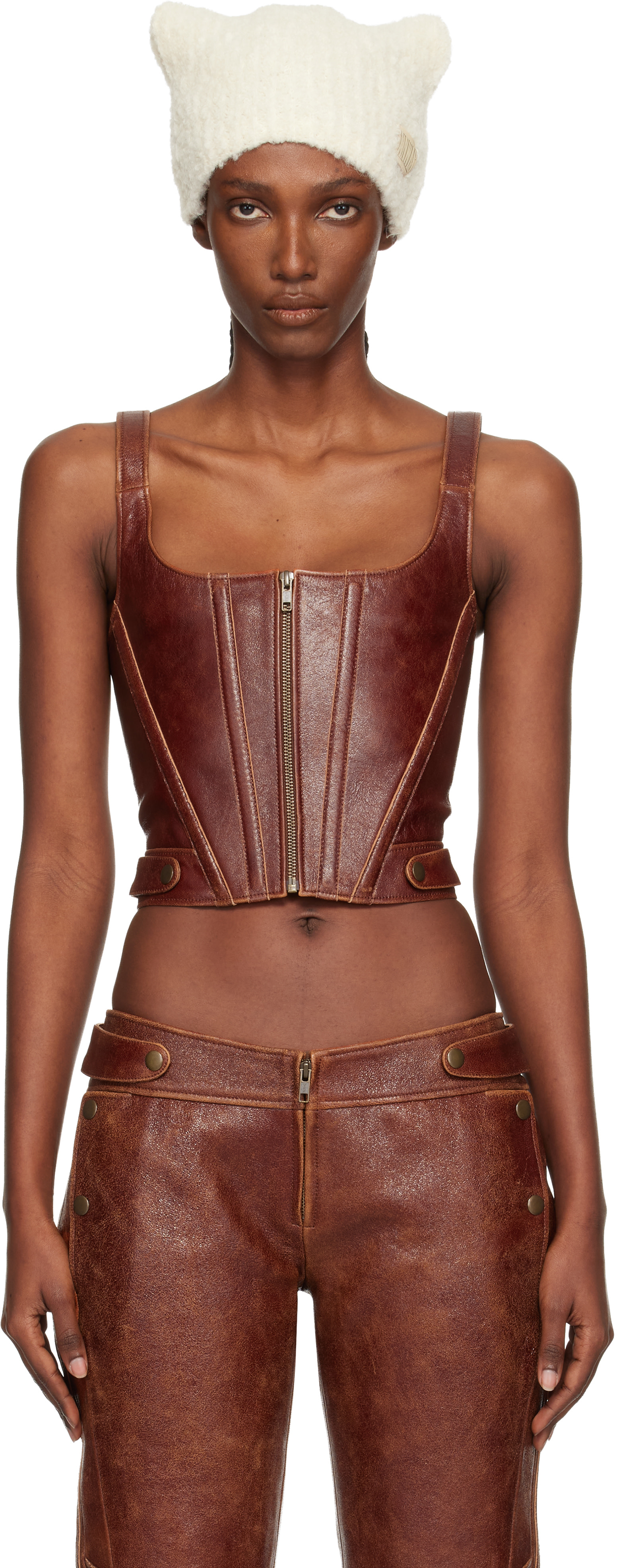 SPORTMAX CODE レザー ビスチェ / コルセット コルセット レザー レザーコルセットベルト ロックファッション