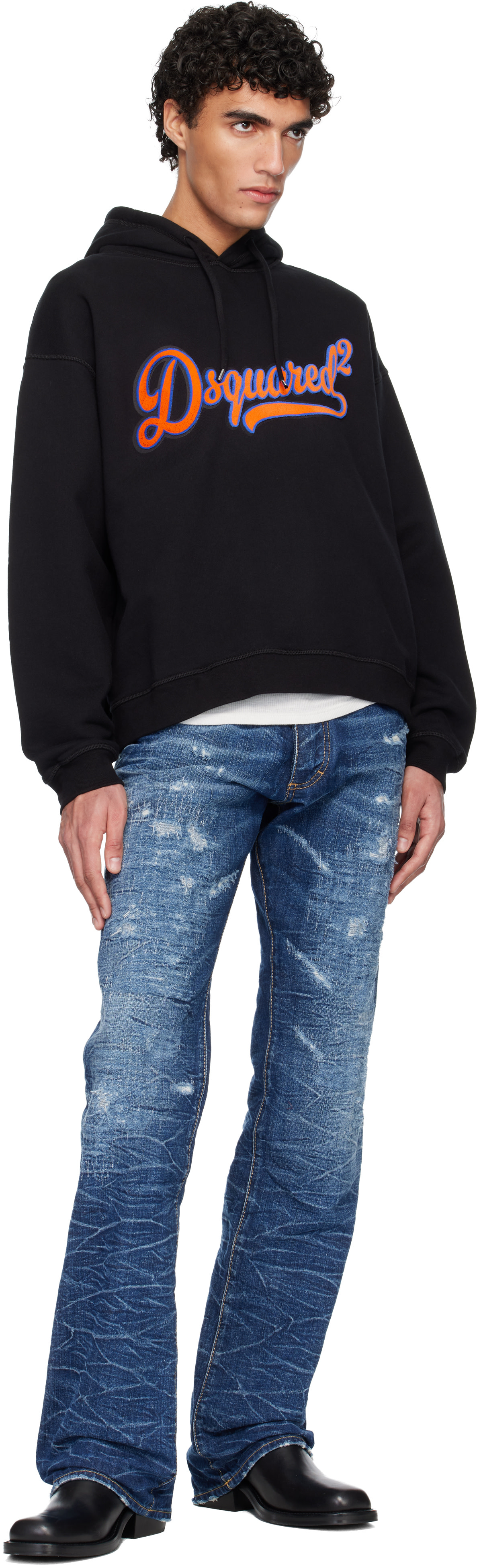 Dsquared2 - Pull à capuche décontracté noir à écusson
