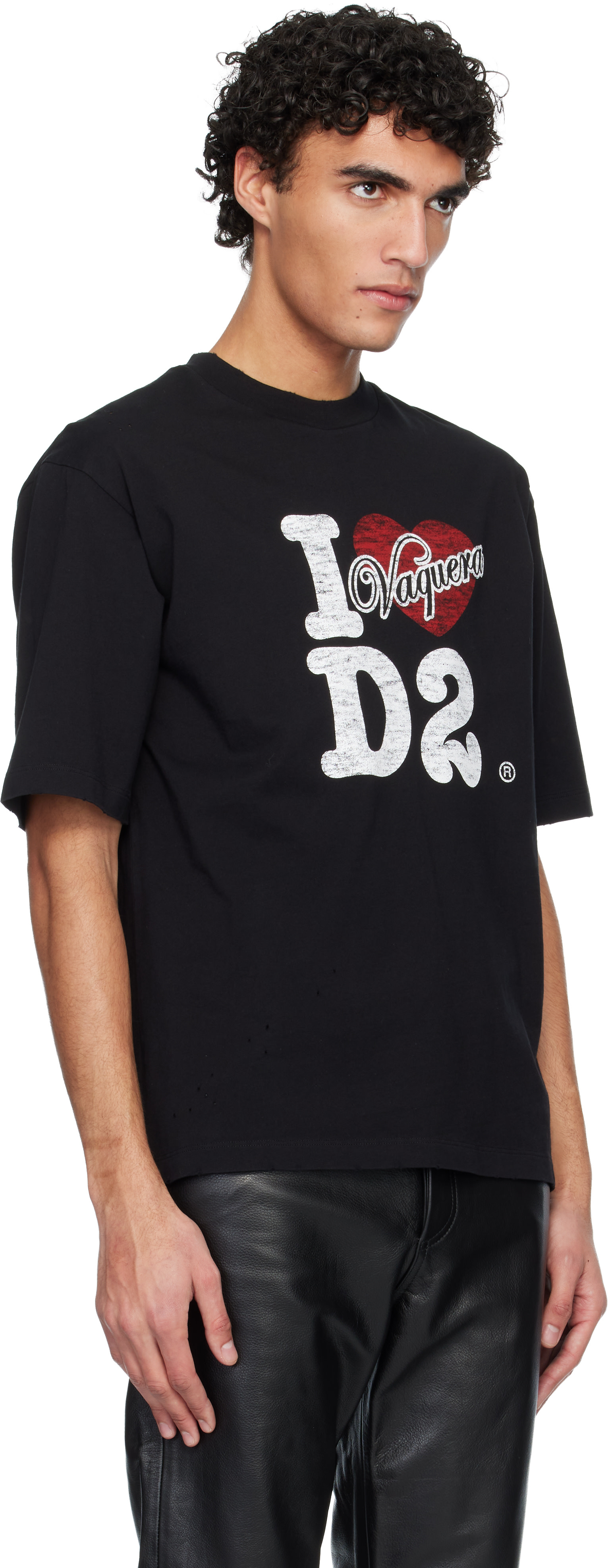 トップス DSQUARED2 DESTRUCTION CUT&SEW sizeM Dsquared2: Black Vaquera Edition Destroyed Loose Fit T-shirt | SSENSE