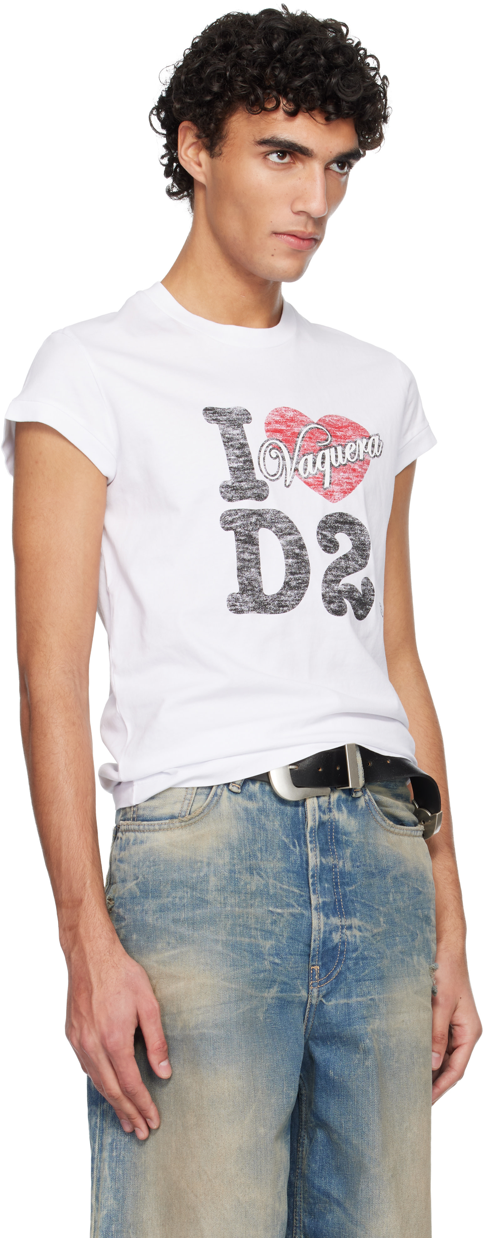 Dsquared2: White Vaquera Edition Destroyed Cup Sleeves T-shirt 