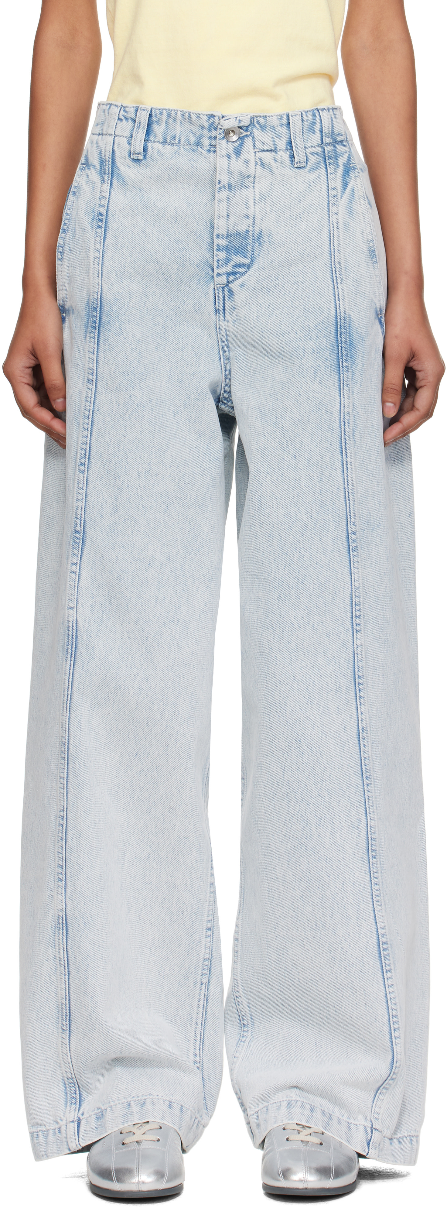 YMC - Jean bleu à coutures centrales
