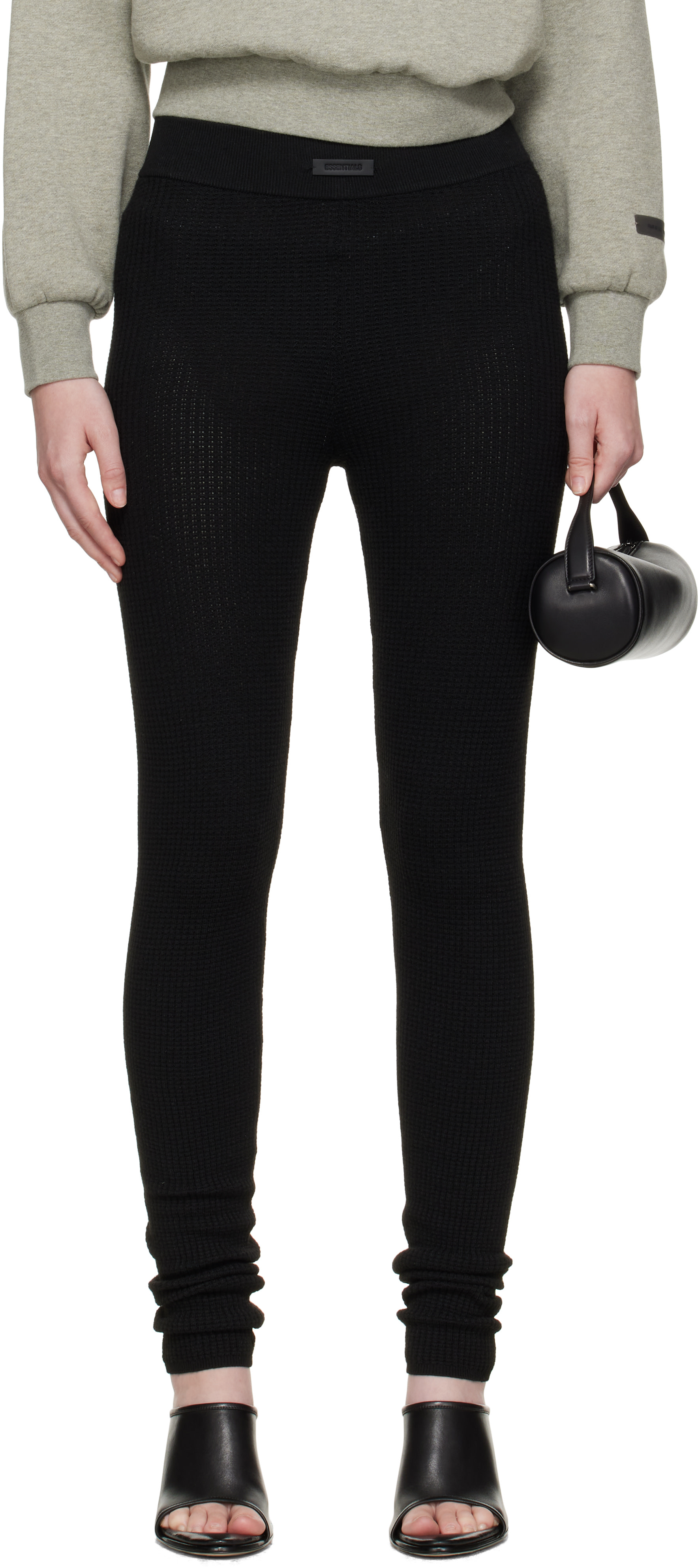 Fear of God ESSENTIALS - Legging noir en tricot gaufré