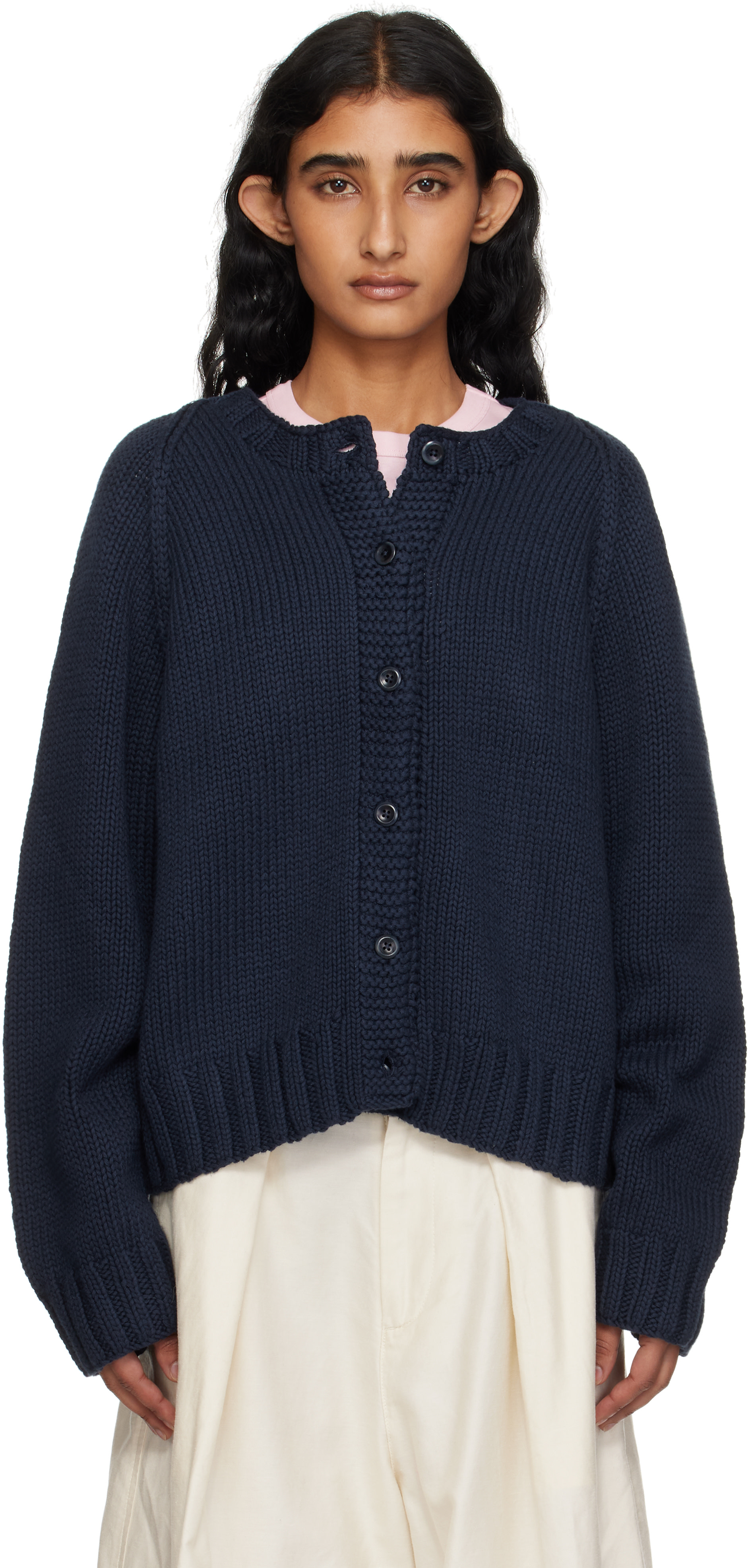 YMC: SSENSE Exclusive Navy Atomic Cardigan | SSENSE Canada