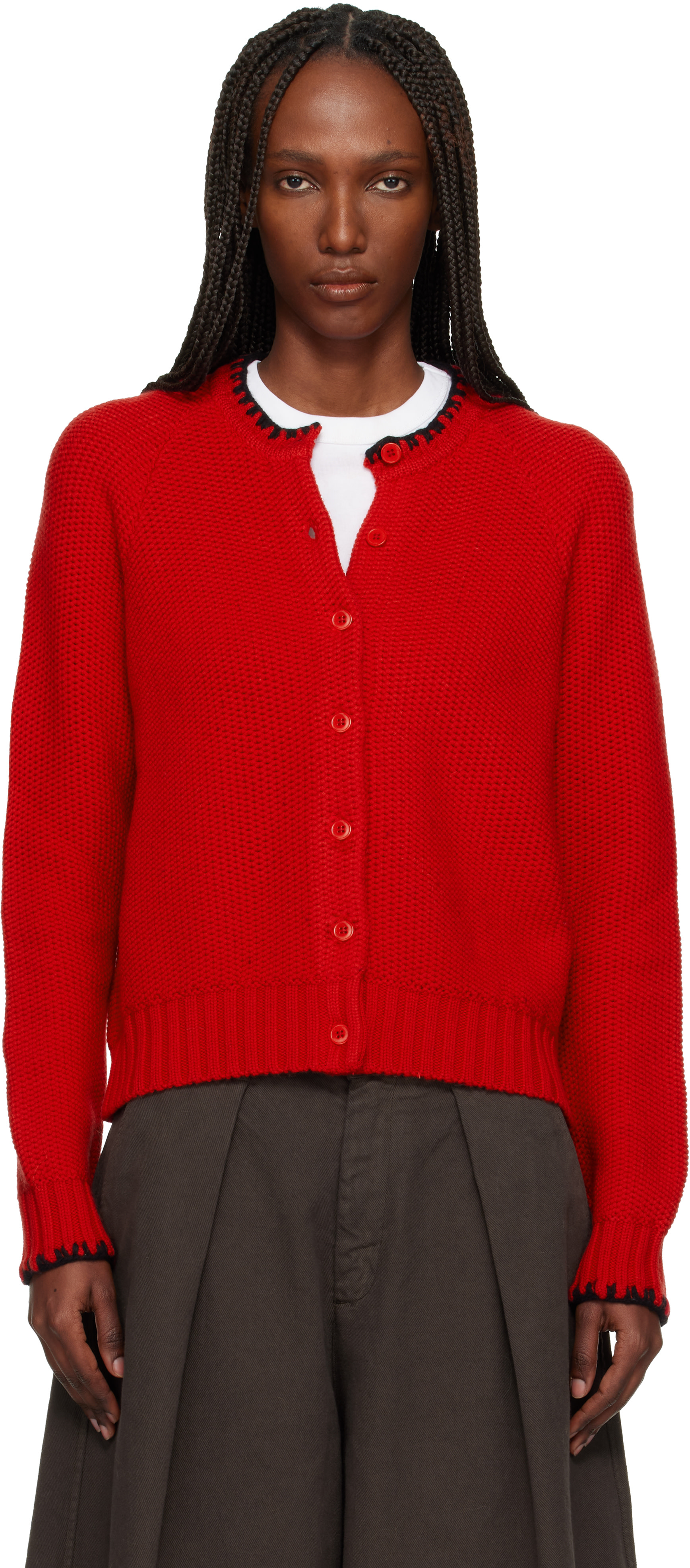 YMC - Cardigan Lotus rouge