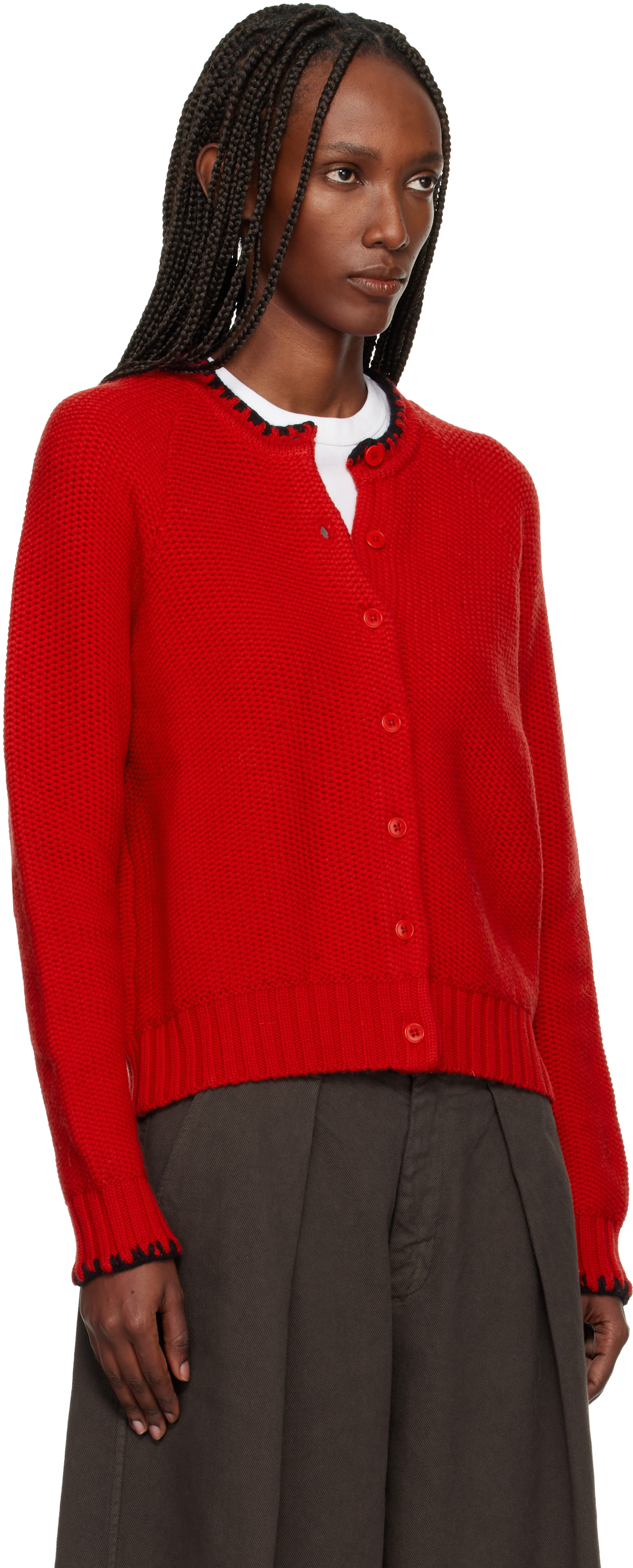 YMC - Cardigan Lotus rouge