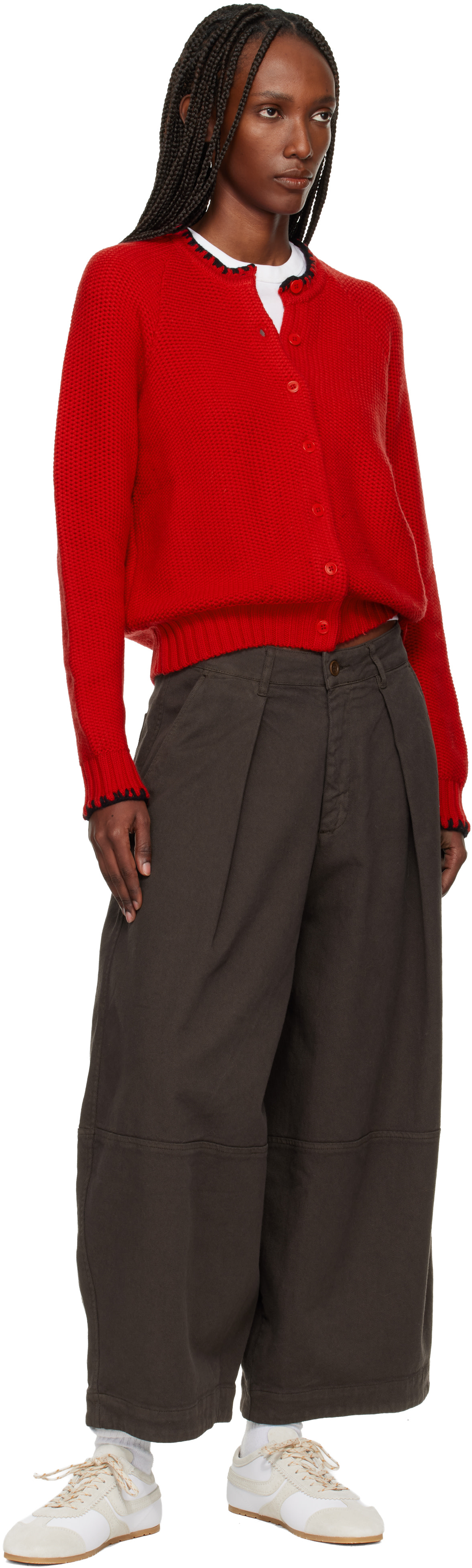YMC - Cardigan Lotus rouge