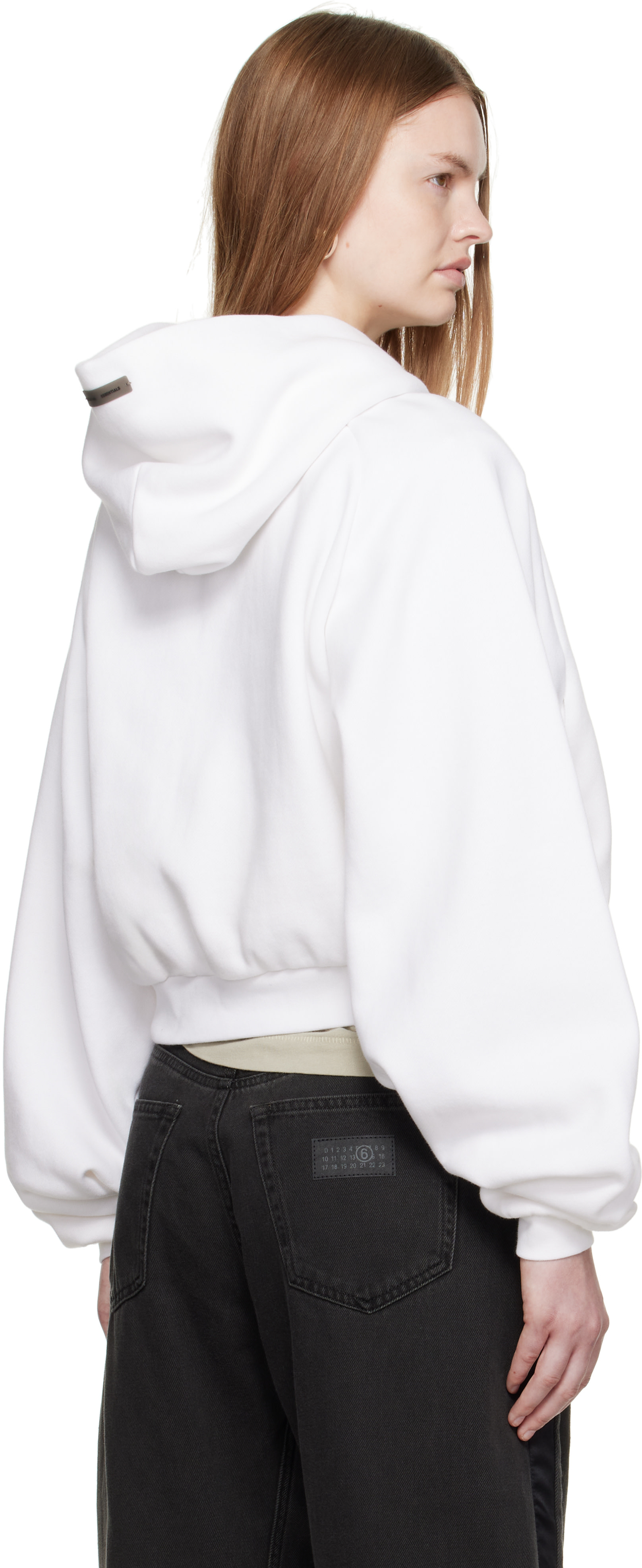 Fear of God ESSENTIALS - Pull à capuche blanc en molleton à manches raglan