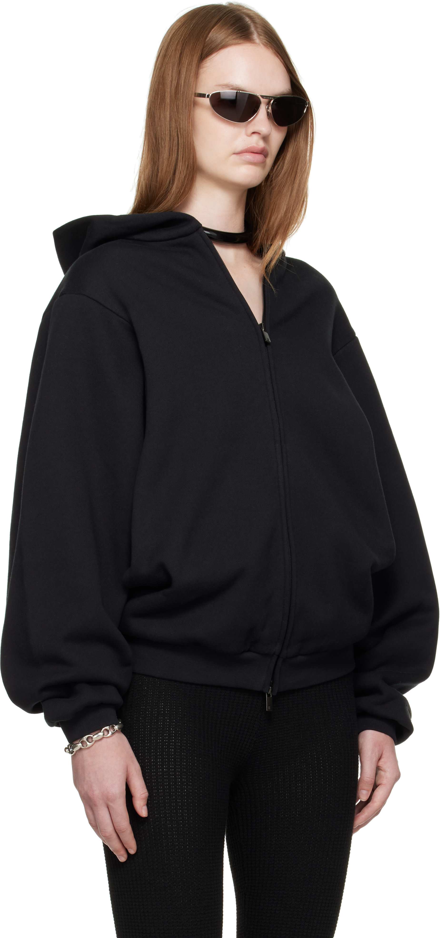 Fear of God ESSENTIALS: Black 90s Fleece Zip-Up Hoodie | SSENSE