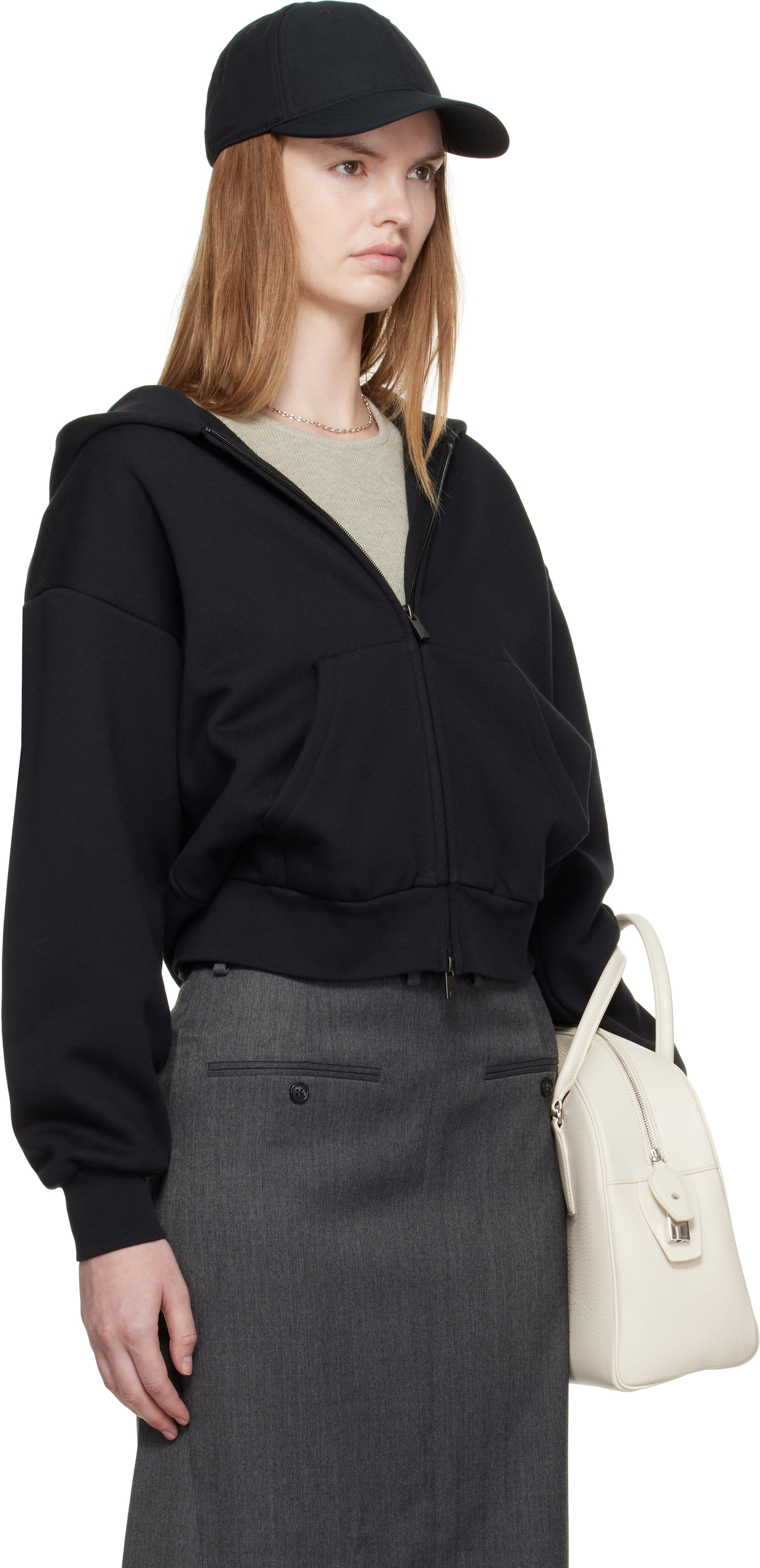 Fear of God ESSENTIALS - Pull à capuche noir à coupe classique et à glissière