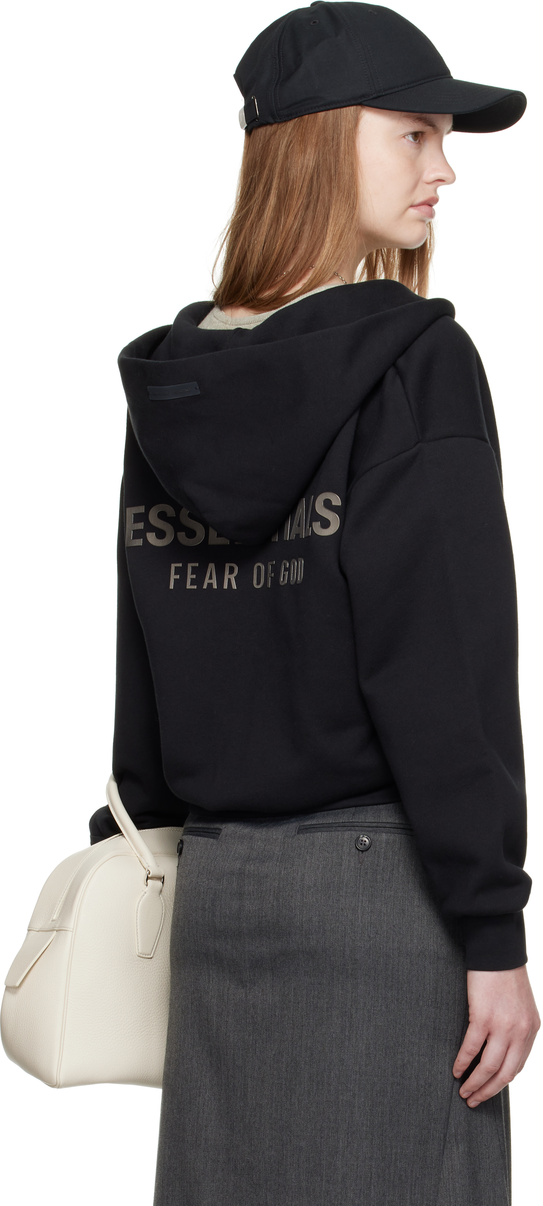 Fear of God ESSENTIALS - Pull à capuche noir à coupe classique et à glissière