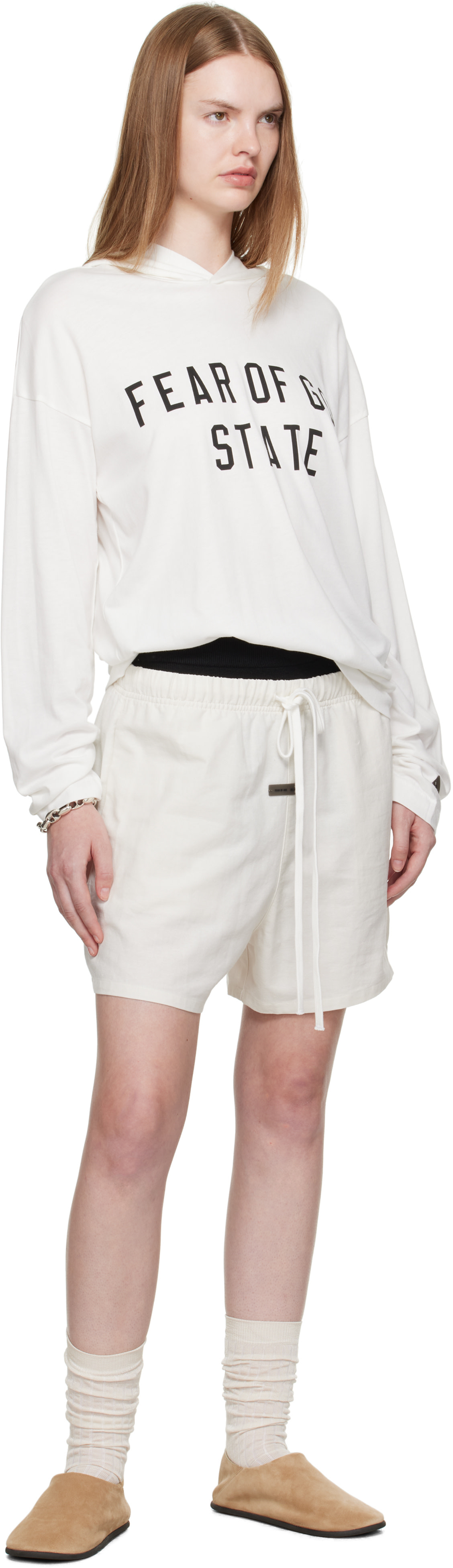 Fear of God ESSENTIALS - Pull à capuche à manches longues blanc