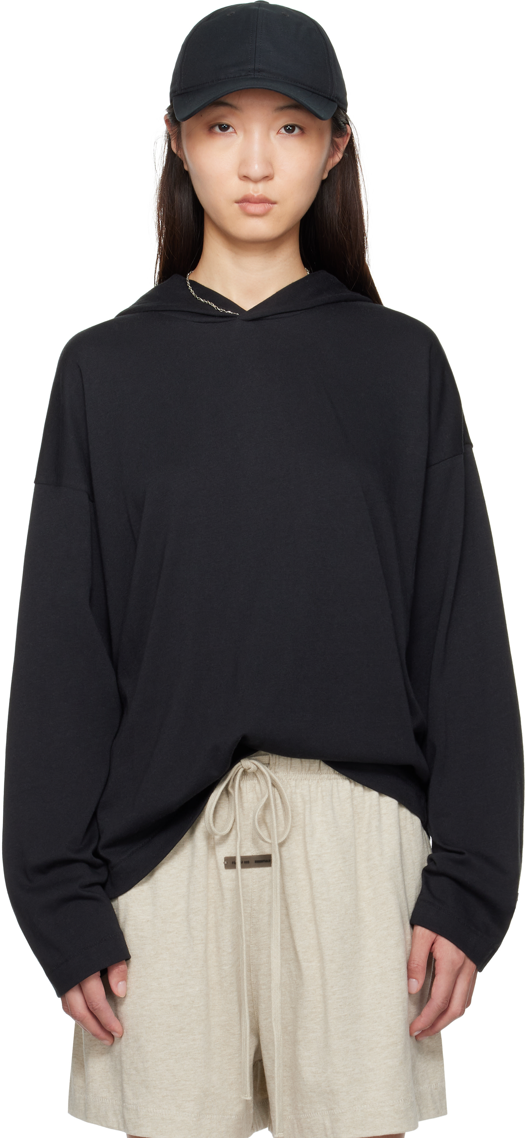 Fear of God ESSENTIALS - Pull à capuche à manches longues noir