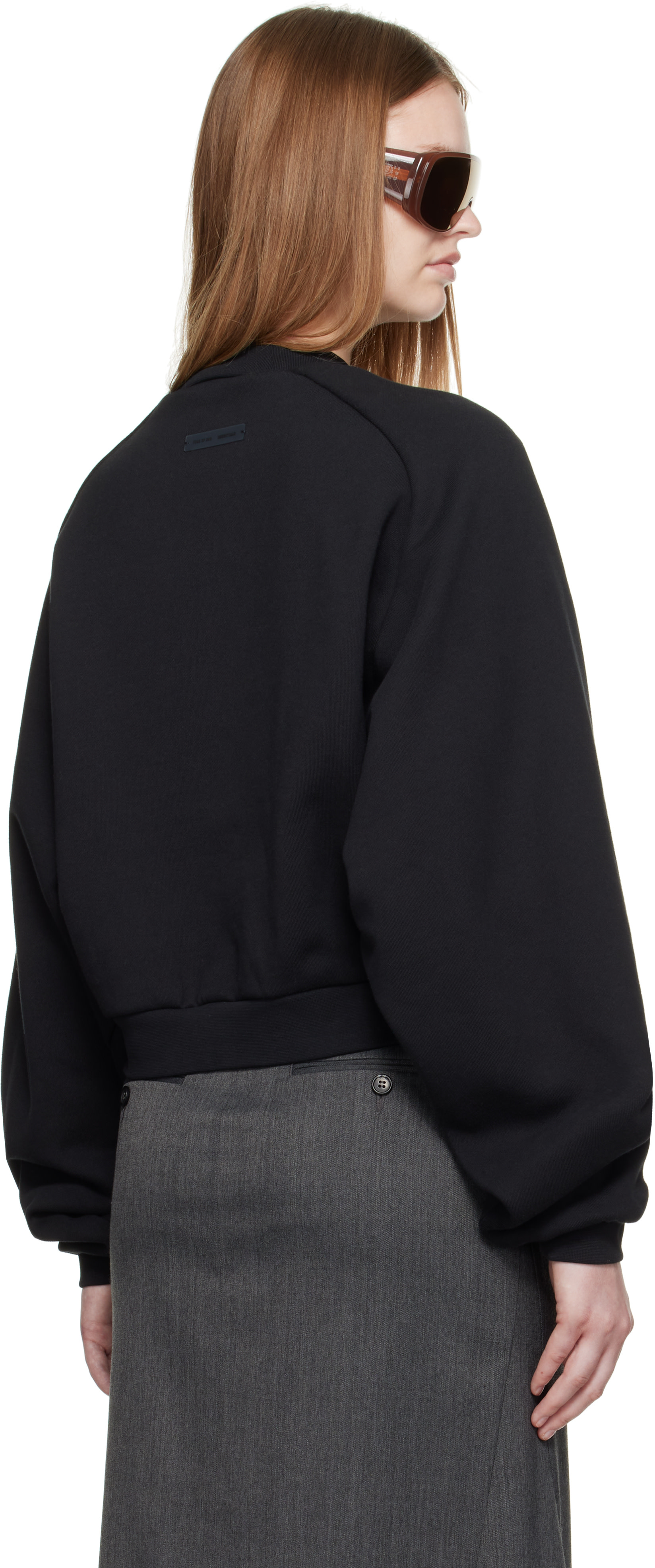 Fear of God ESSENTIALS: ブラック フリース ラグラン クルーネック 