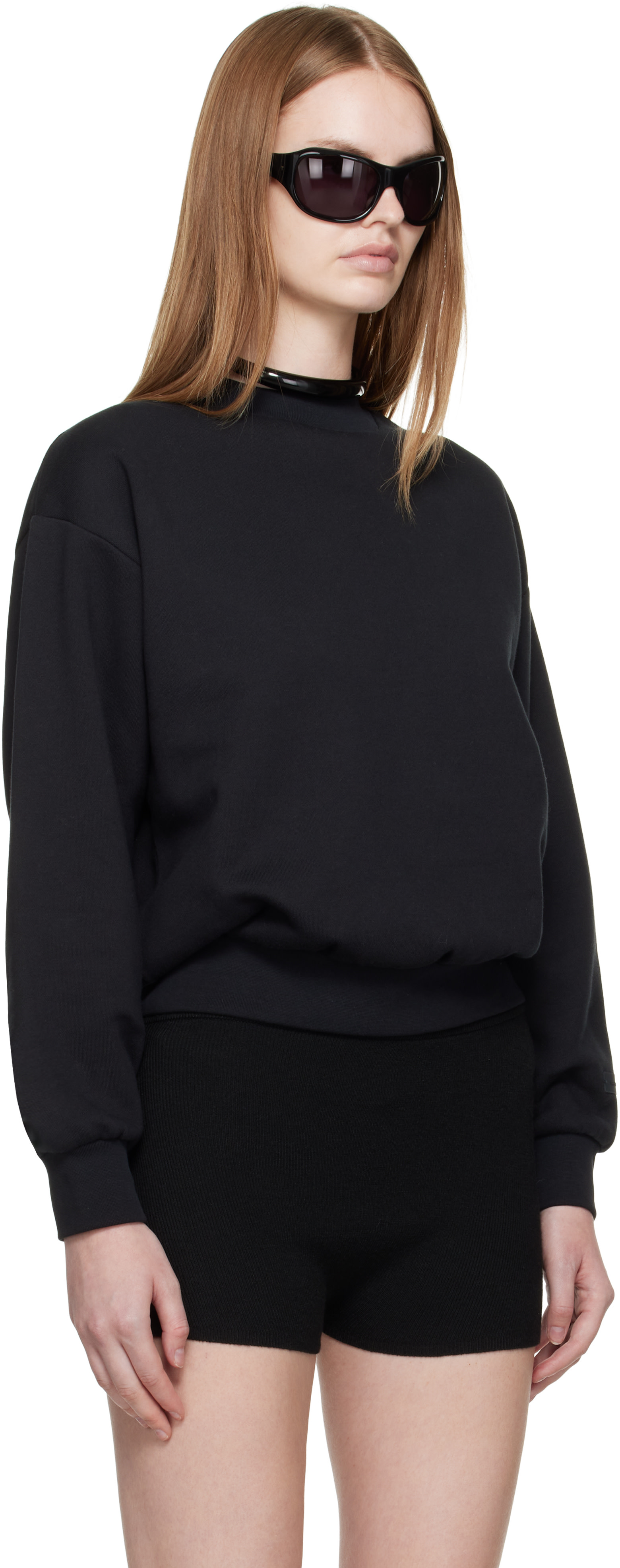 Fear of God ESSENTIALS - Pull molletonné noir à coupe classique et à col ras du cou