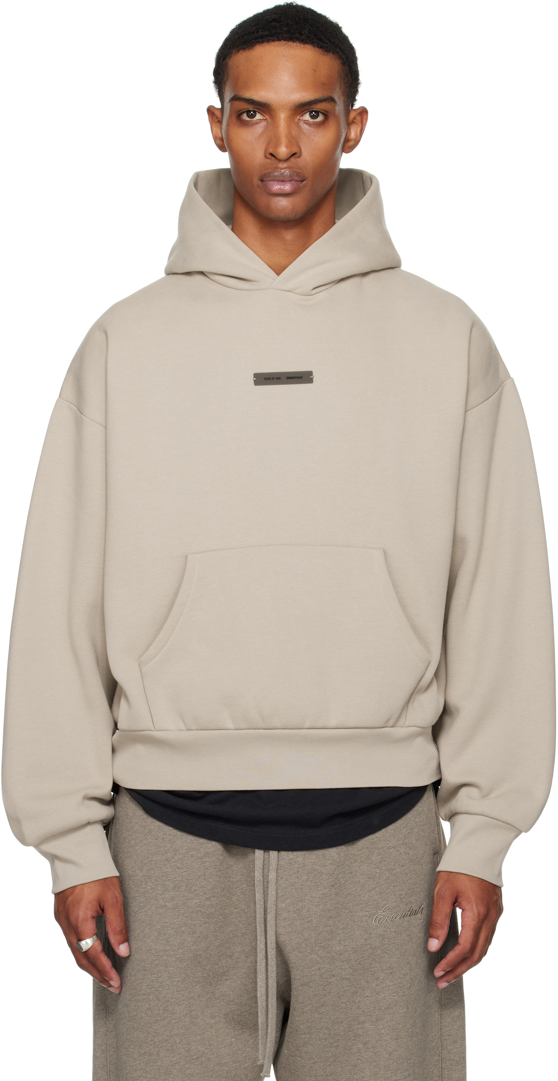 Fear of God ESSENTIALS: Taupe Classic Fit Fleece Hoodie | SSENSE