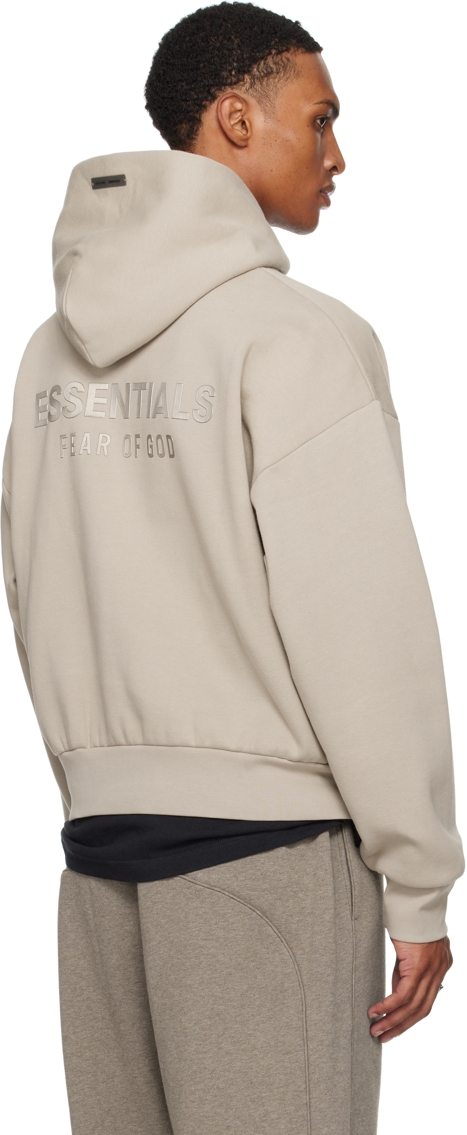 Fear of God ESSENTIALS: Taupe Classic Fit Fleece Hoodie | SSENSE