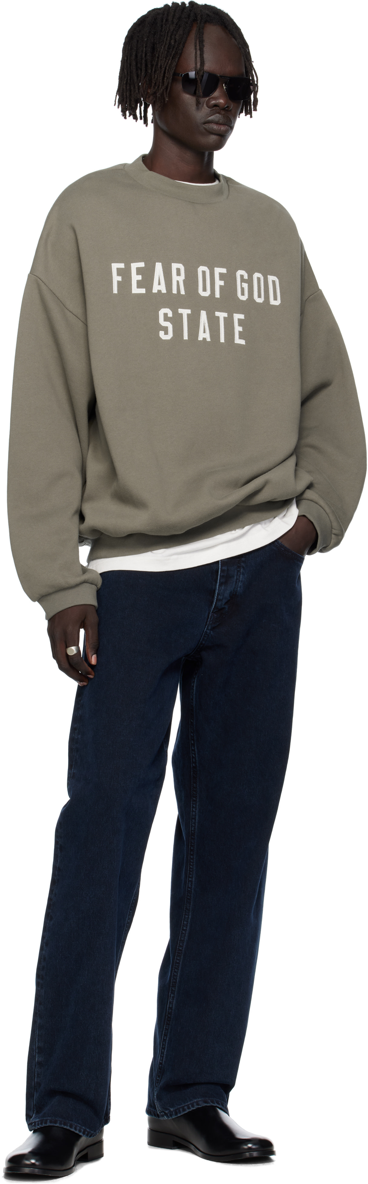 Fear of God ESSENTIALS - Pull molletonné 90s gris à col ras du cou