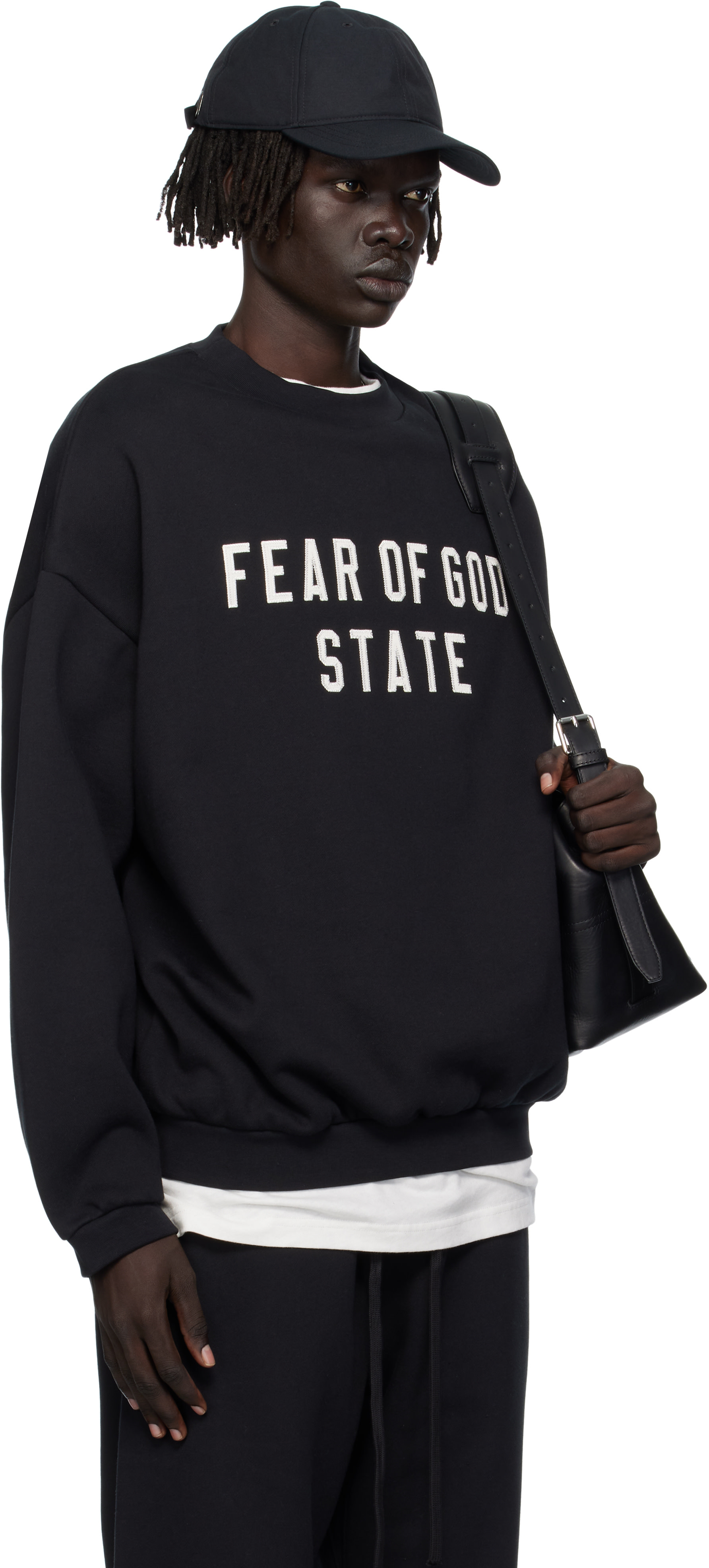 Fear of God ESSENTIALS: ブラック 90s Fit フリース クルーネック