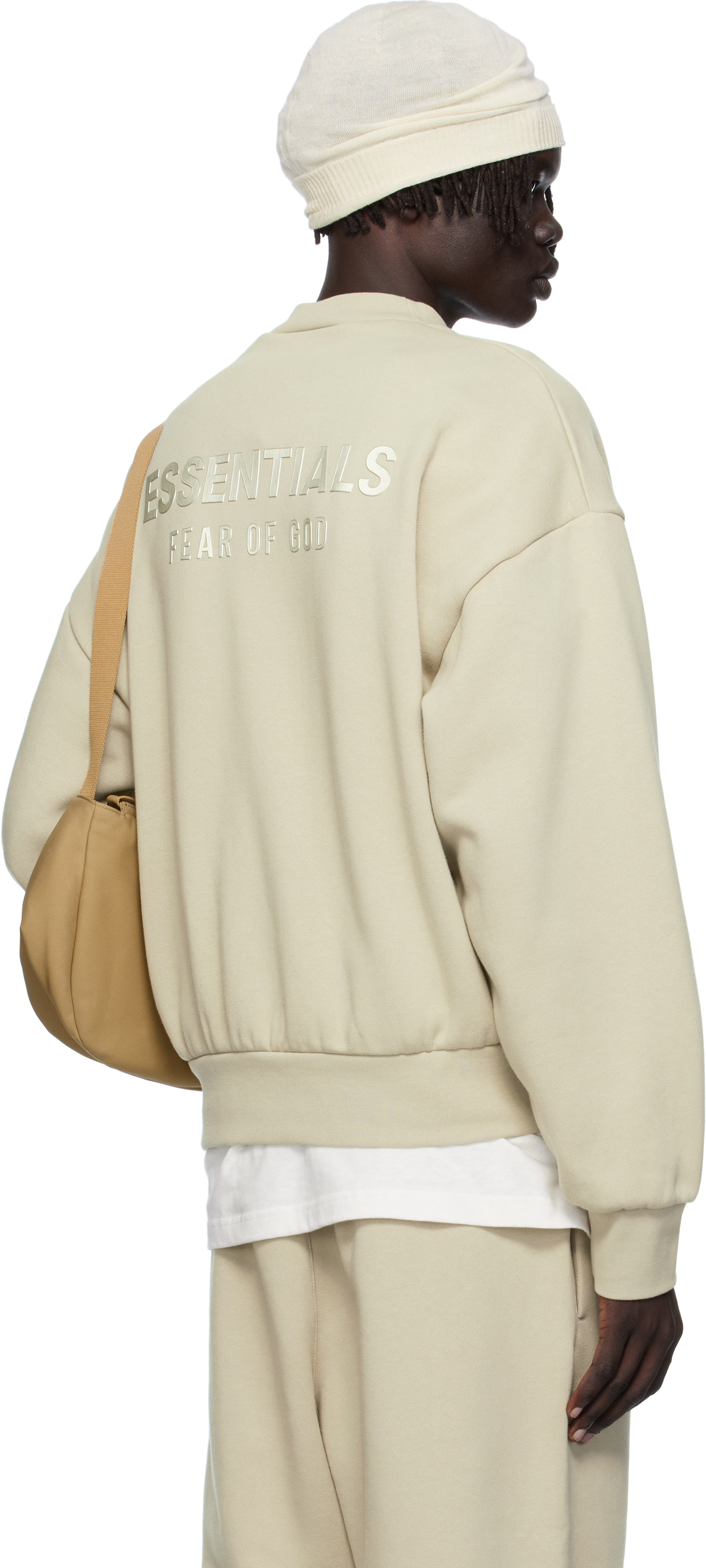 Fear of God ESSENTIALS: Taupe Classic Fit Fleece Crewneck 