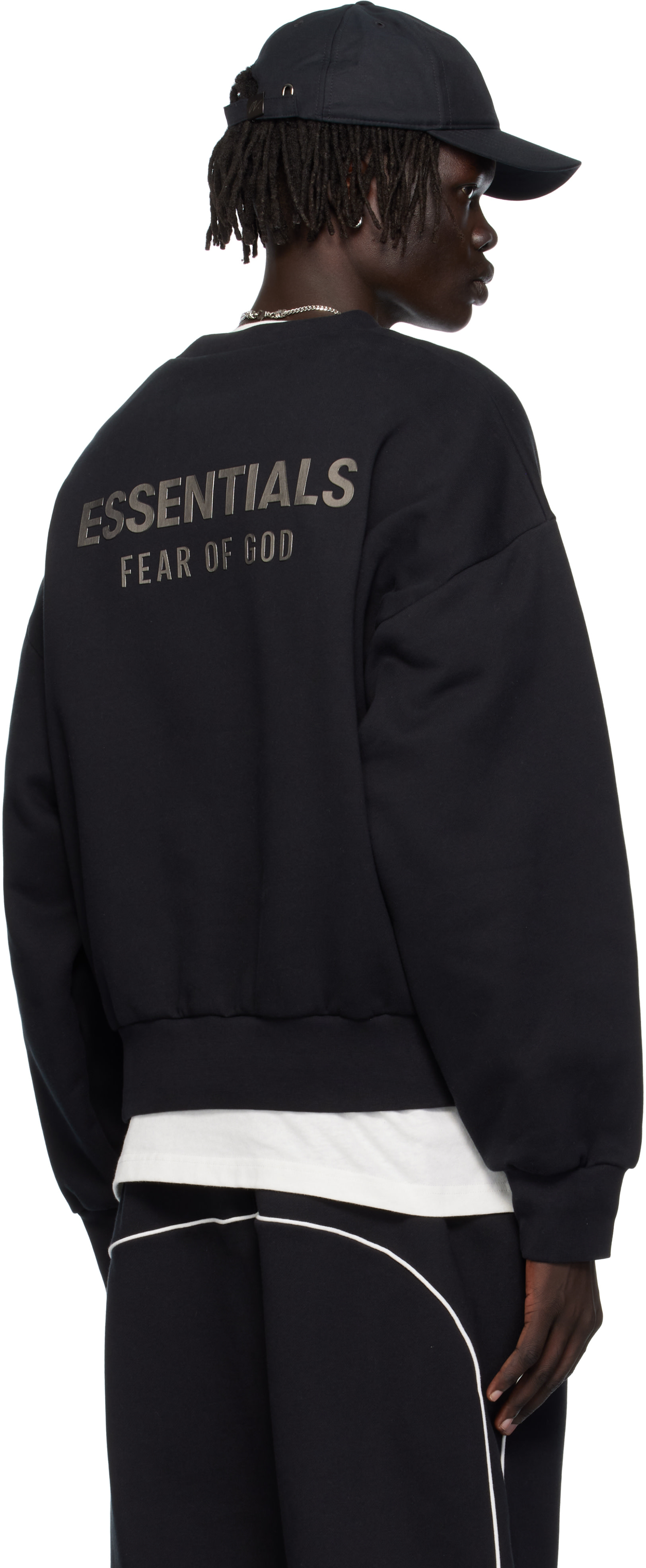 Fear of God ESSENTIALS: Black Classic Fit Fleece Crewneck