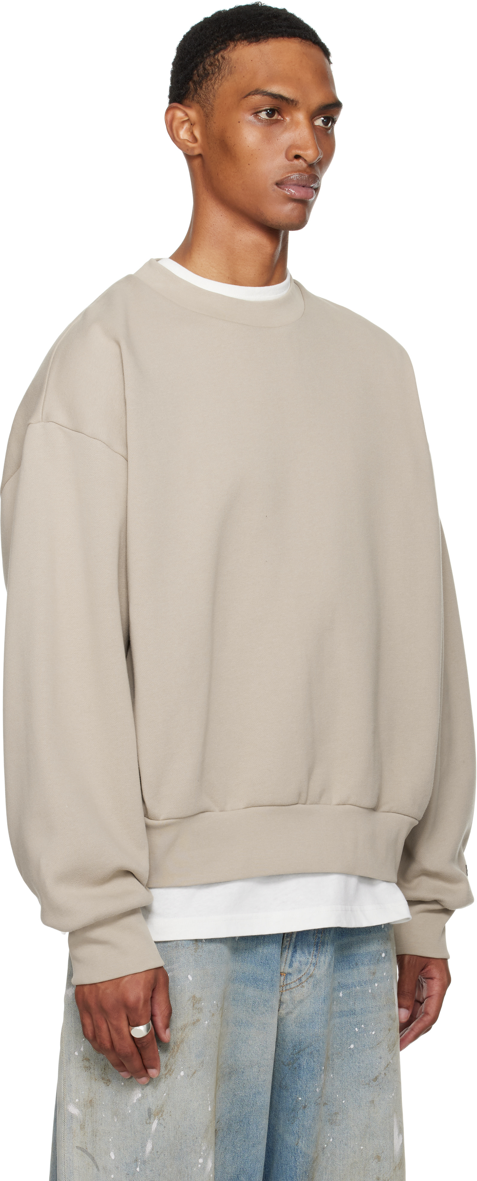 Fear of God ESSENTIALS: Taupe Classic Fit Fleece Crewneck