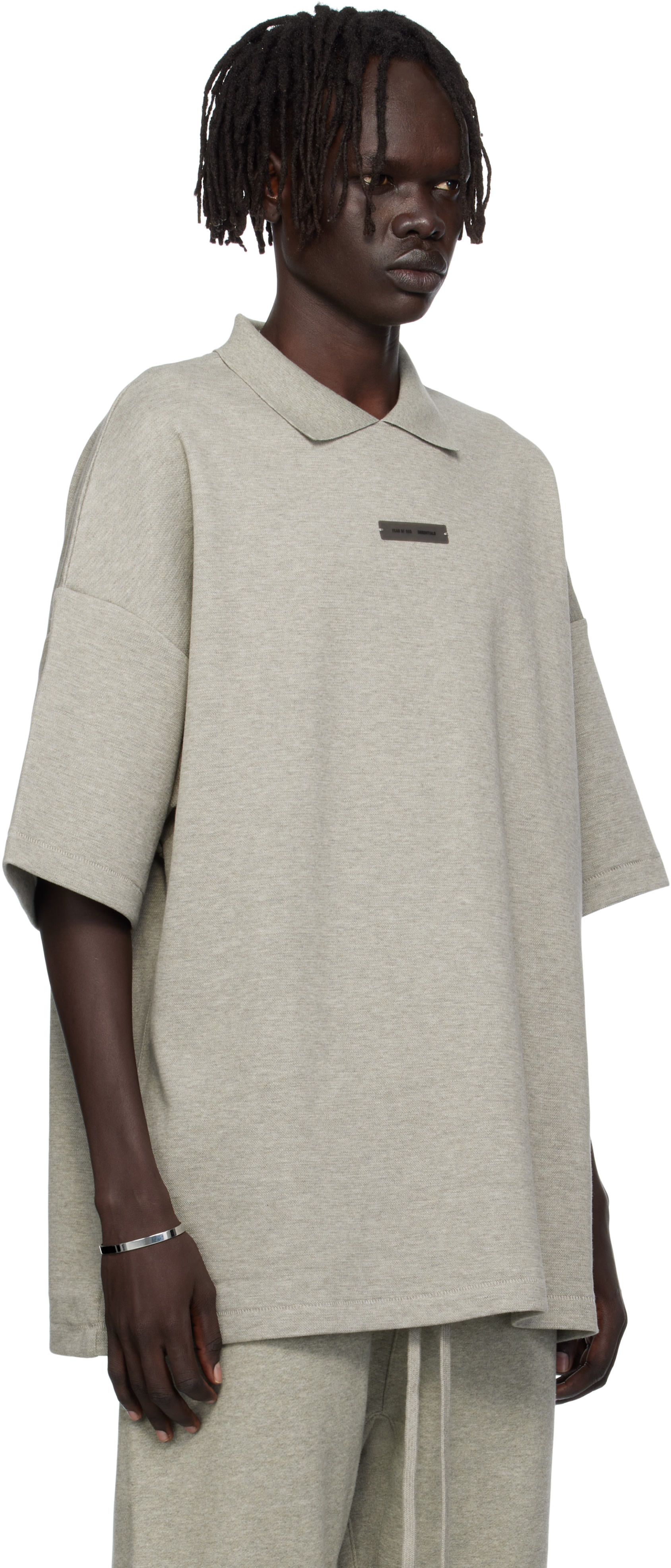 Fear of God ESSENTIALS: Gray 90s Fit Piqué Short Sleeve Polo 