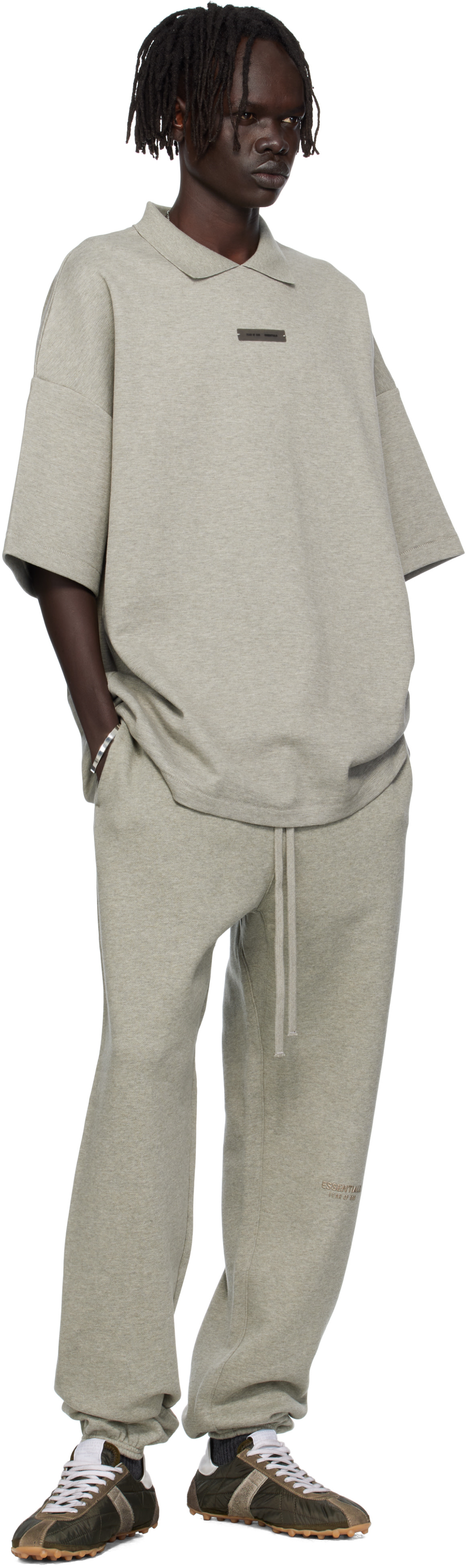 Fear of God ESSENTIALS: グレー 90s Fit ピケ 半袖ポロシャツ 