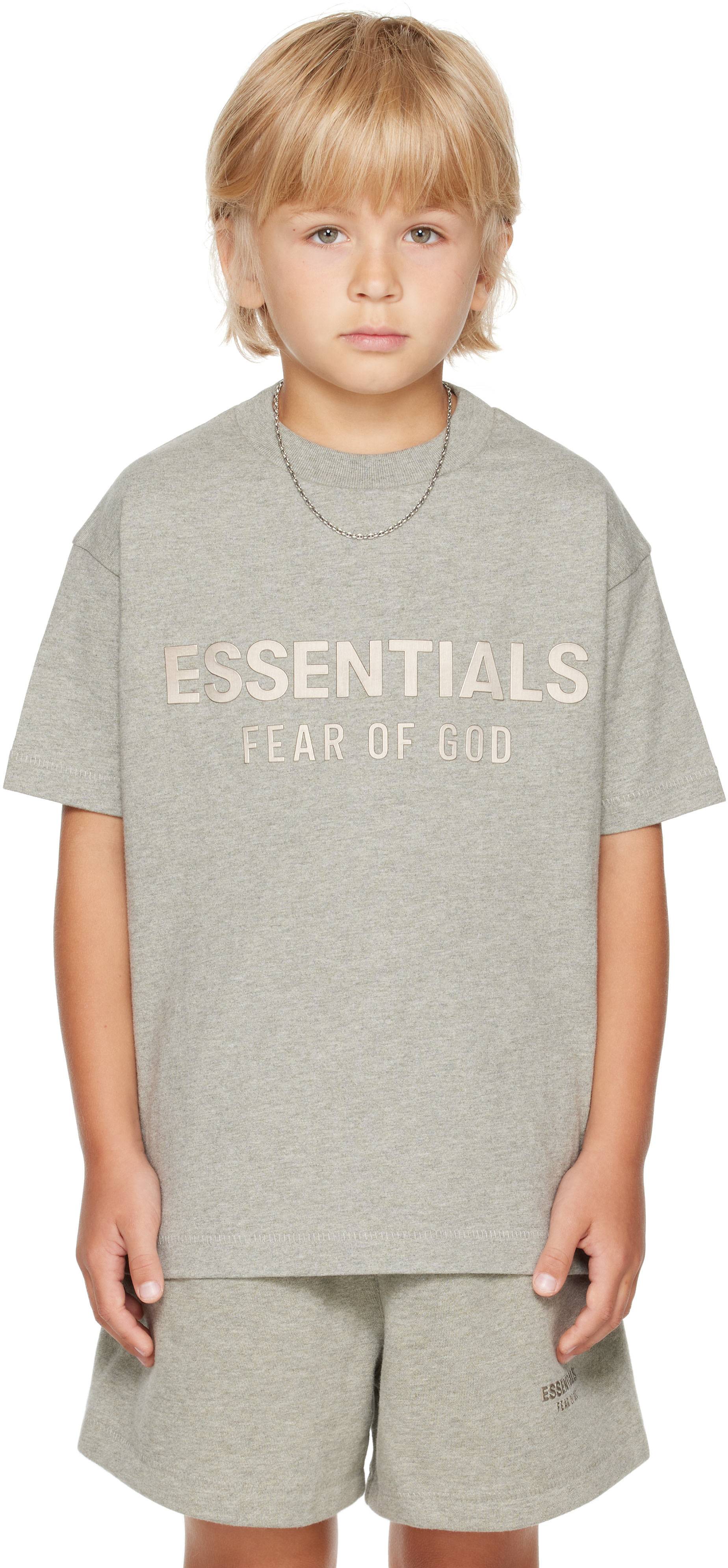 Fear of God ESSENTIALS - 키즈 그레이 클래식 크루넥 티셔츠