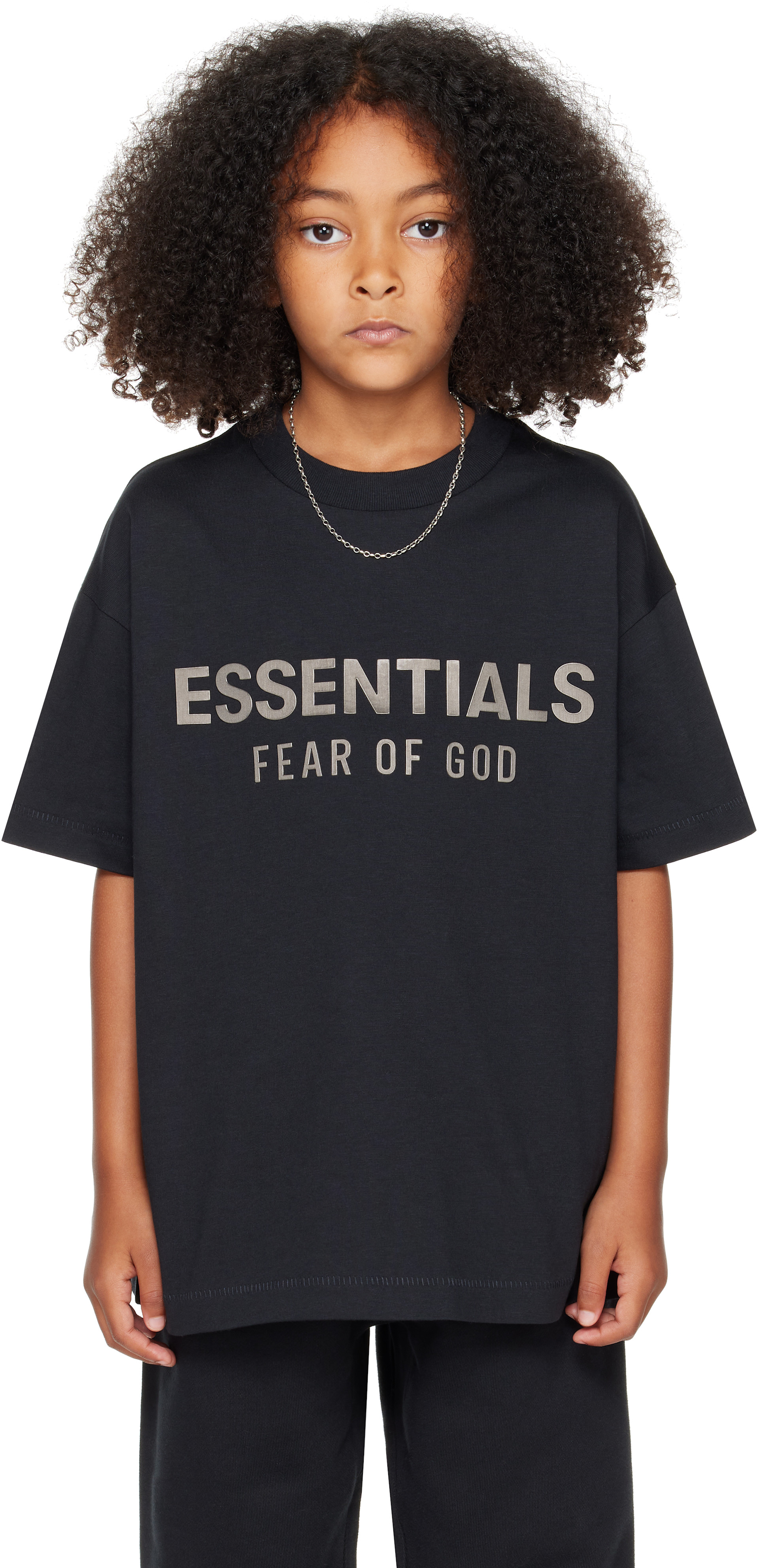 Fear of God ESSENTIALS - 키즈 블랙 클래식 크루넥 티셔츠
