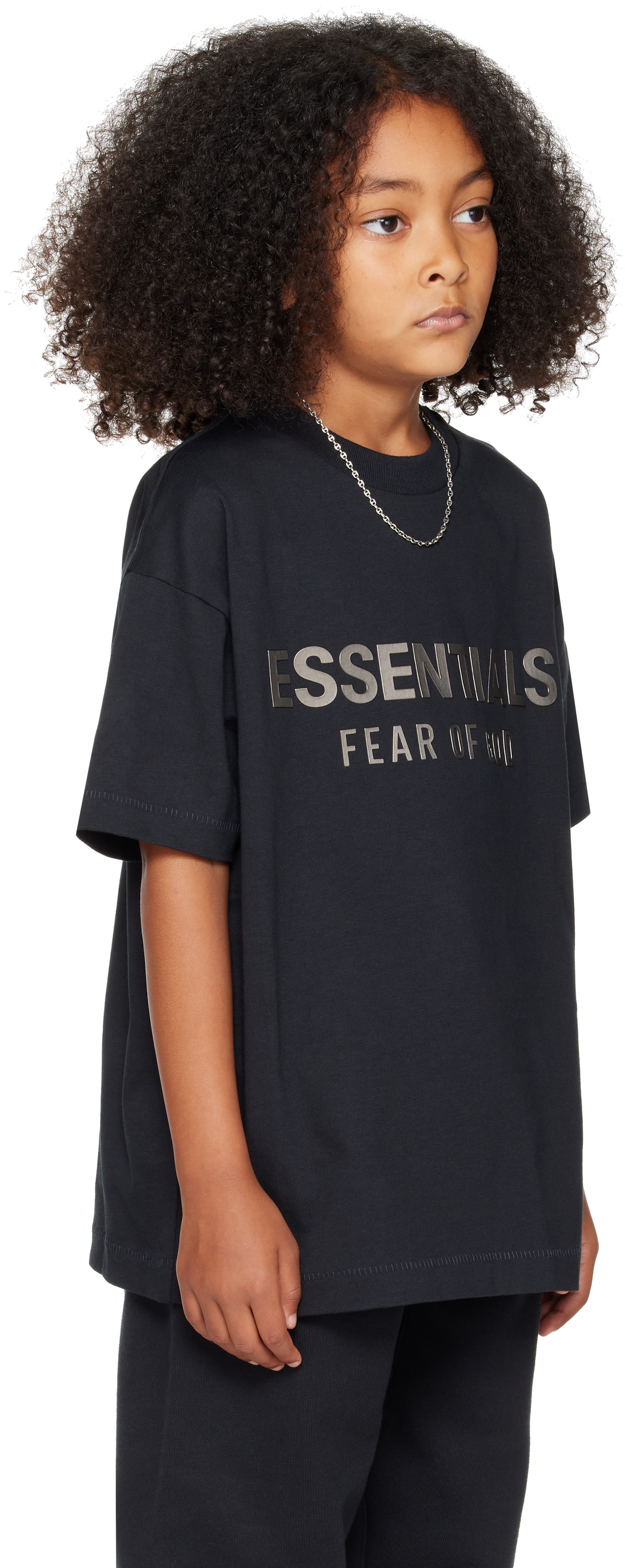 Fear of God ESSENTIALS - 키즈 블랙 클래식 크루넥 티셔츠