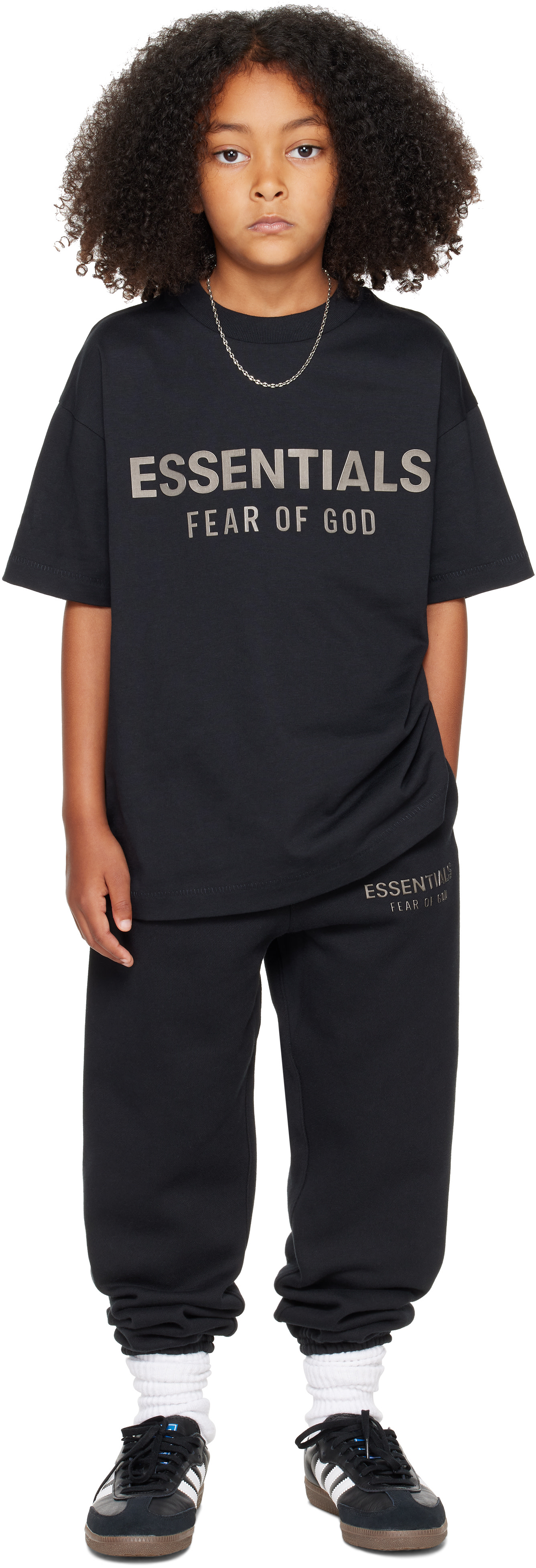 Fear of God ESSENTIALS - 키즈 블랙 클래식 크루넥 티셔츠