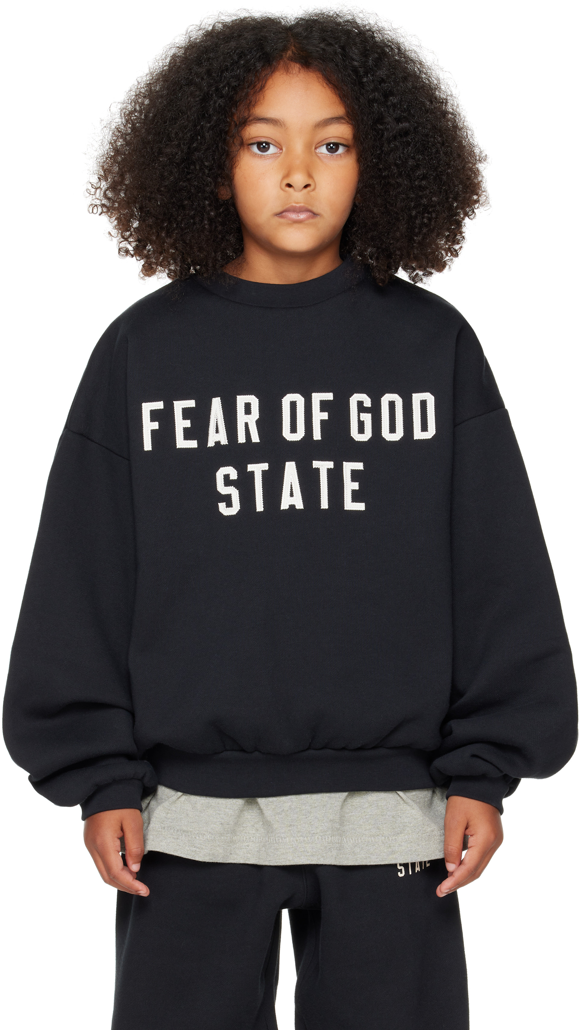 Fear of God ESSENTIALS - Enfant | Pull molletonné 90s noir à col ras du cou