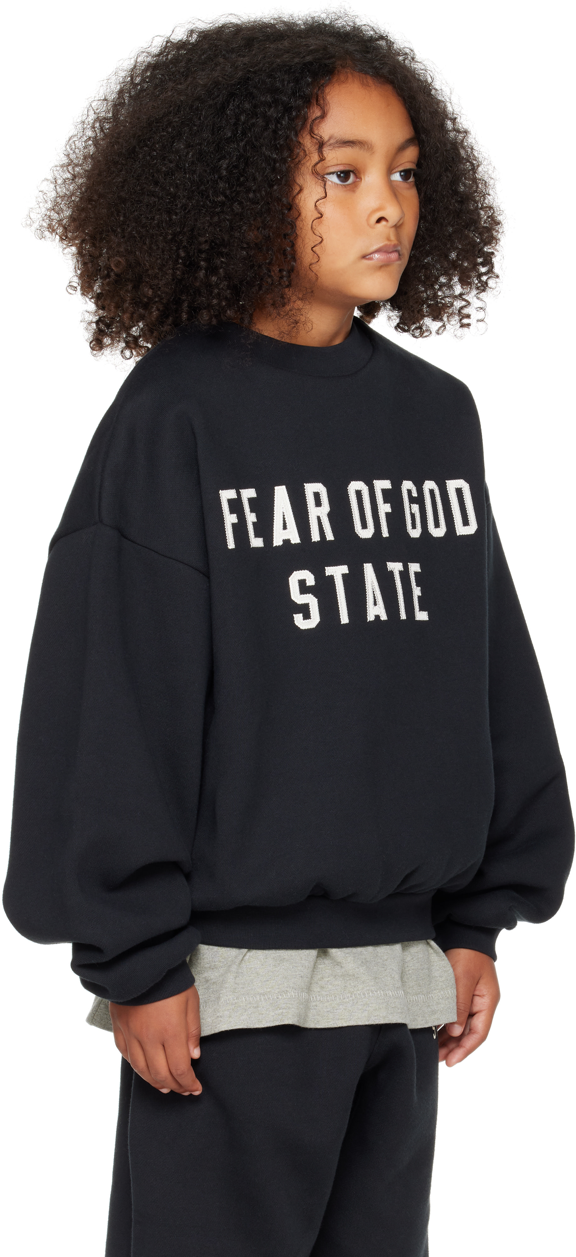 Fear of God ESSENTIALS - Enfant | Pull molletonné 90s noir à col ras du cou