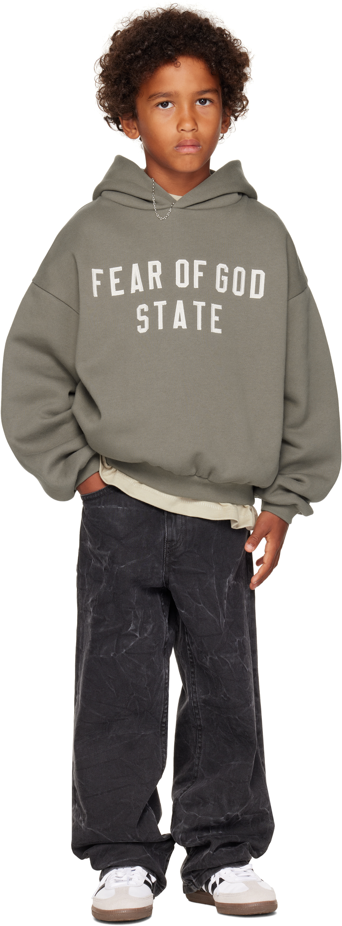 Fear of God ESSENTIALS - Enfant | Pull à capuche 90s gris en molleton
