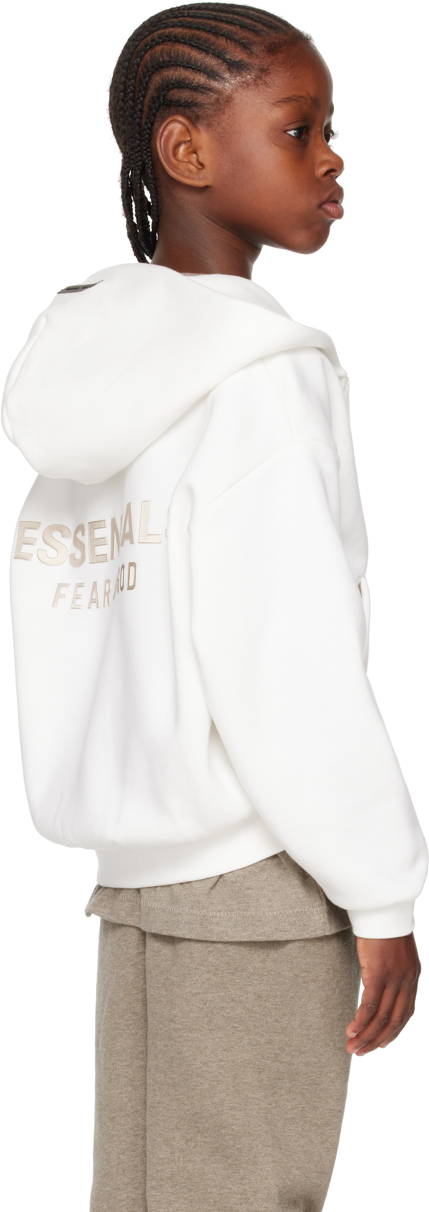 Fear of God ESSENTIALS - Enfant | Pull à capuche blanc en molleton à glissière