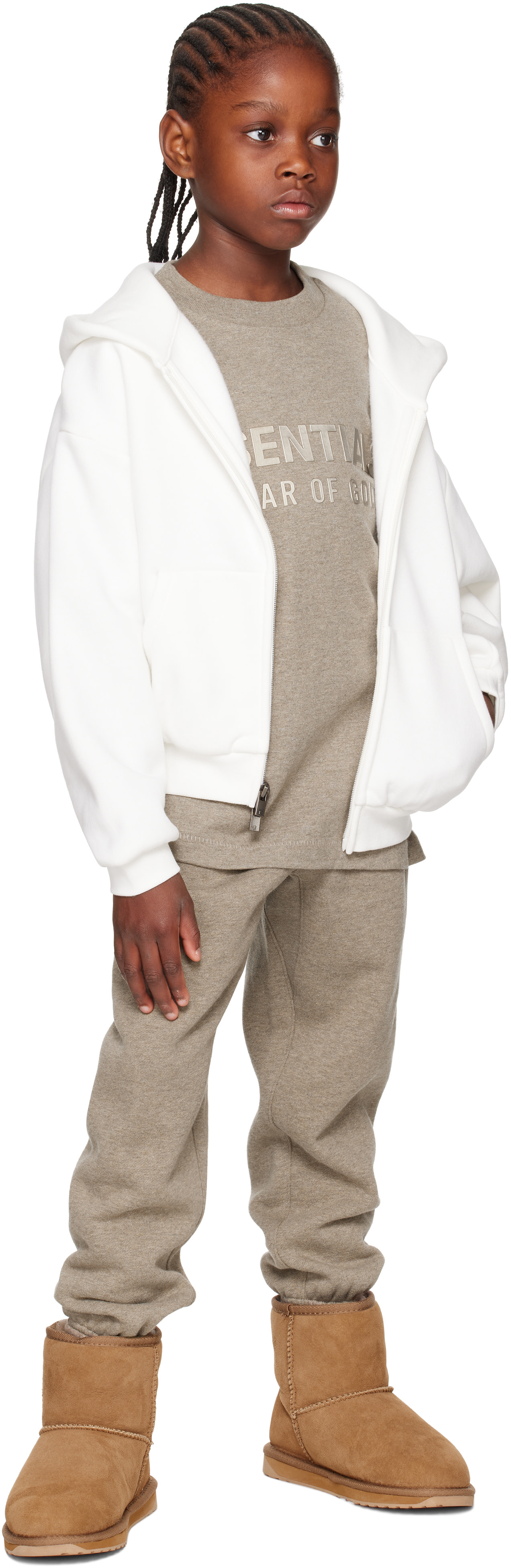 Fear of God ESSENTIALS - Enfant | Pull à capuche blanc en molleton à glissière