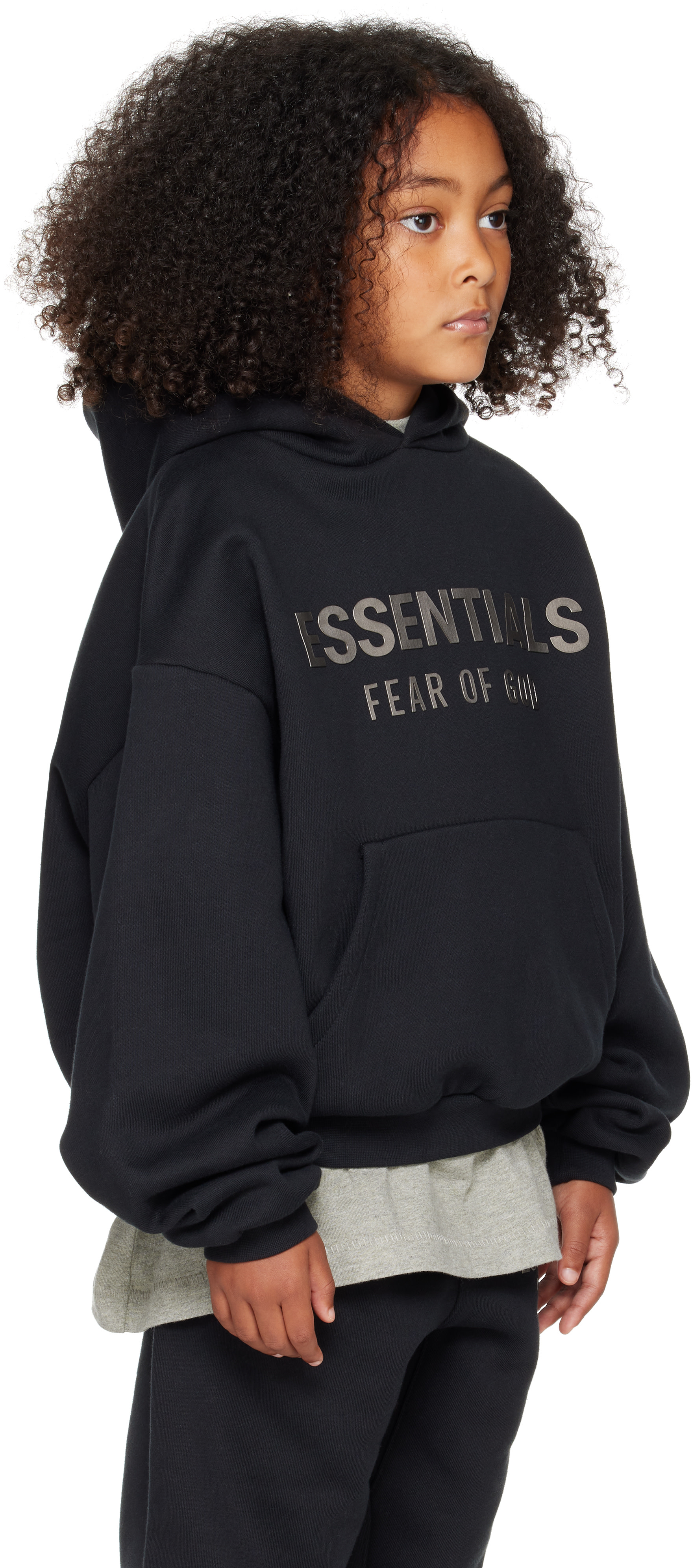 Fear of God ESSENTIALS: キッズ|ブラック フリース フーディ Fear of God ESSENTIALS: キッズ|ブラック フリース フーディ