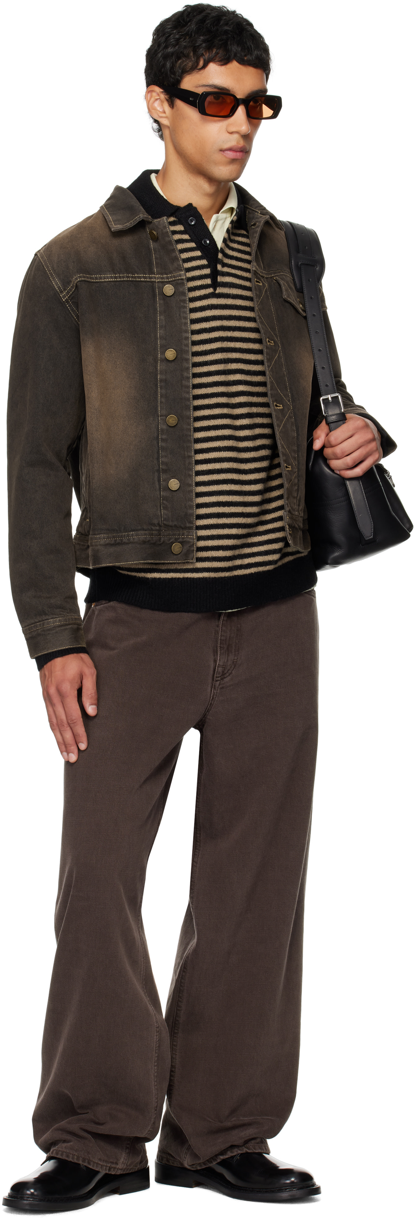 Carter Young: Brown Overdyed Arch Denim Jacket | SSENSE Austria Carter Young: Brown Overdyed Arch Denim Jacket | SSENSE Austria