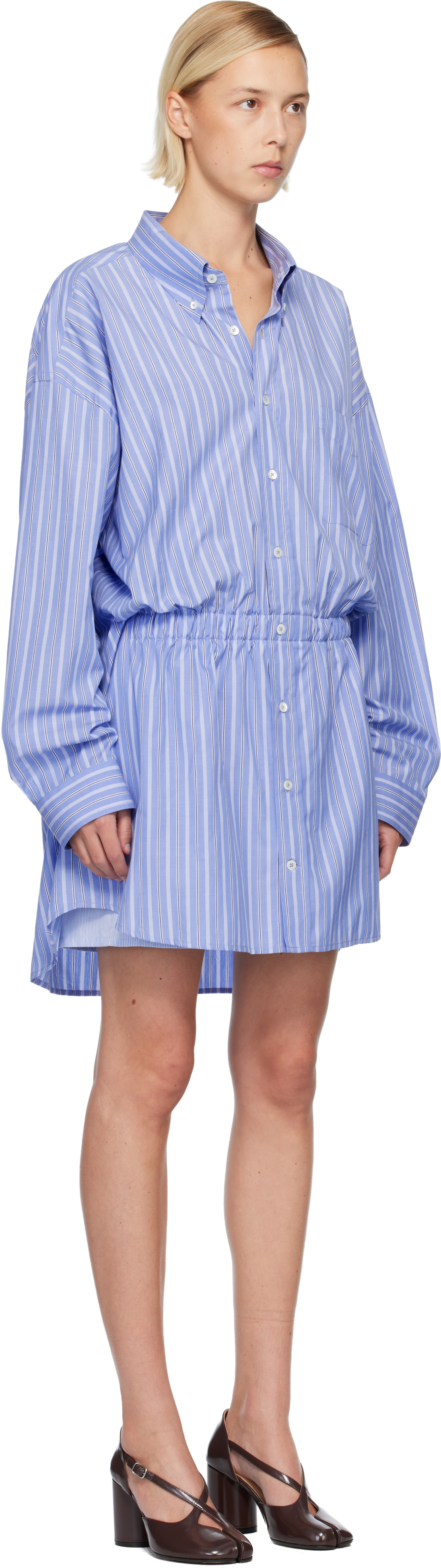 Maison Margiela - Combishort bleu à rayures