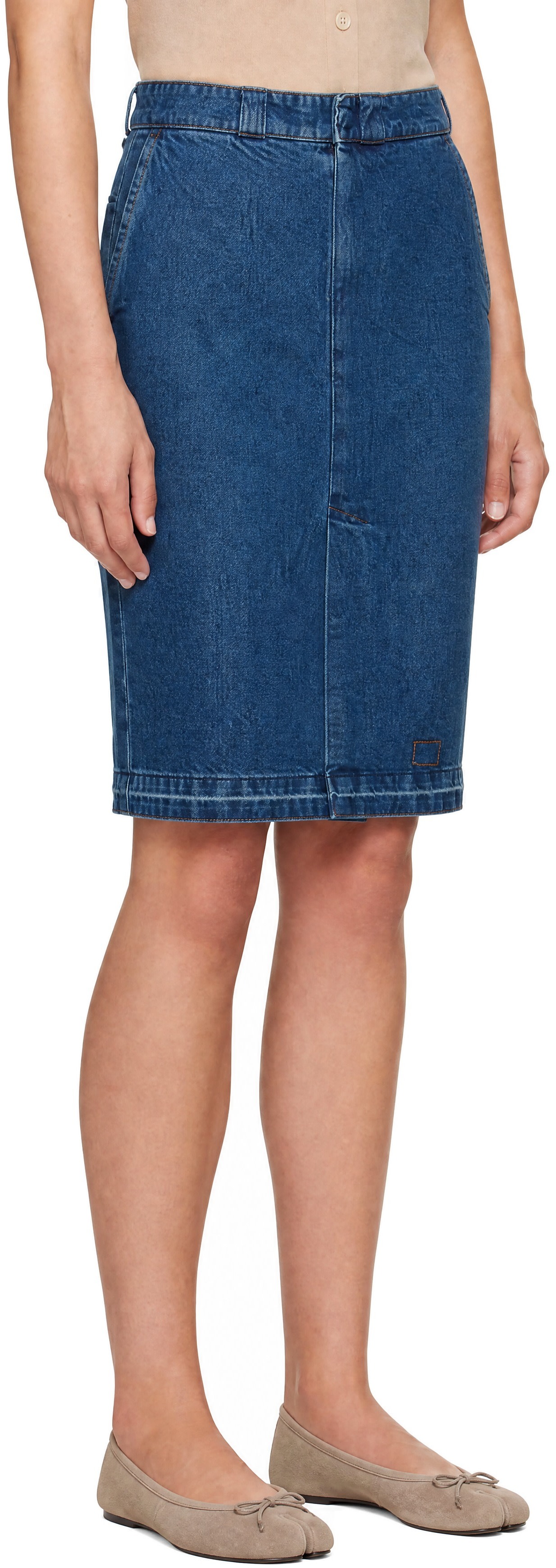 【MARTIN MARGIELA】スカート メタルブルー サイズ40/ak494 Maison Margiela: Blue Pleated Denim Midi Skirt | SSENSE