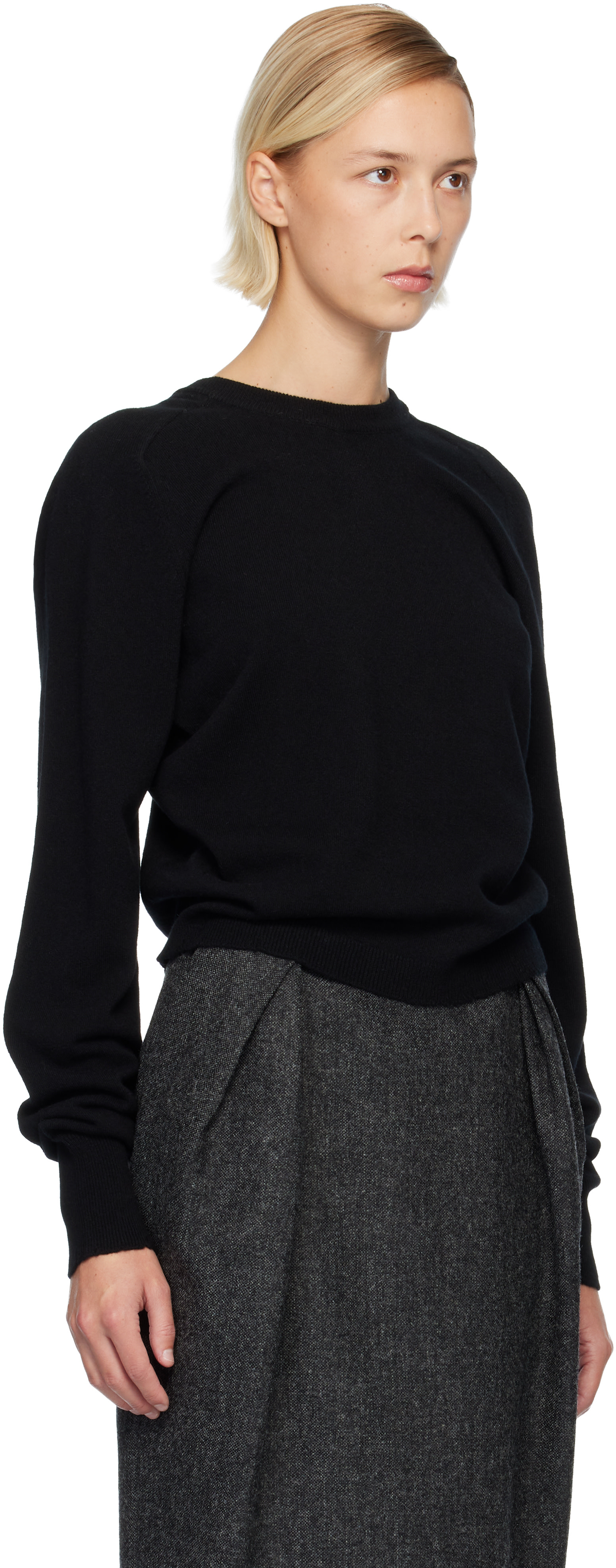 【16AW・美品】Maison Margiela ライン14 ニット 黒 M Maison Margiela: Black Wool Knit Sweater | SSENSE