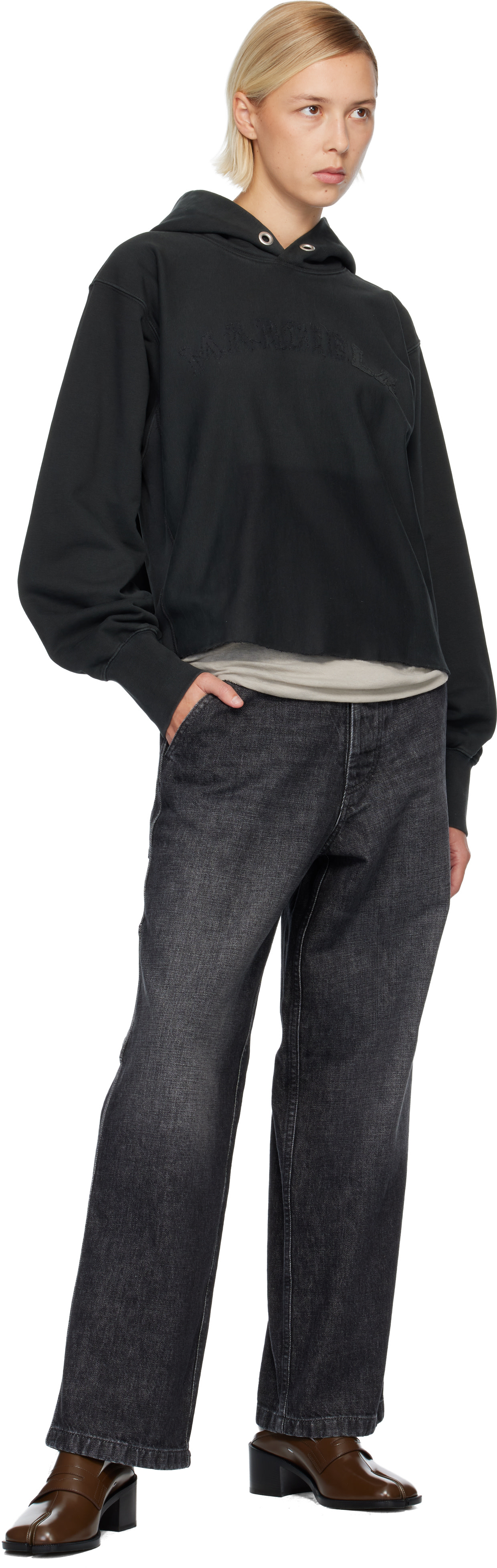 Maison Margiela - Pull à capuche noir à logo