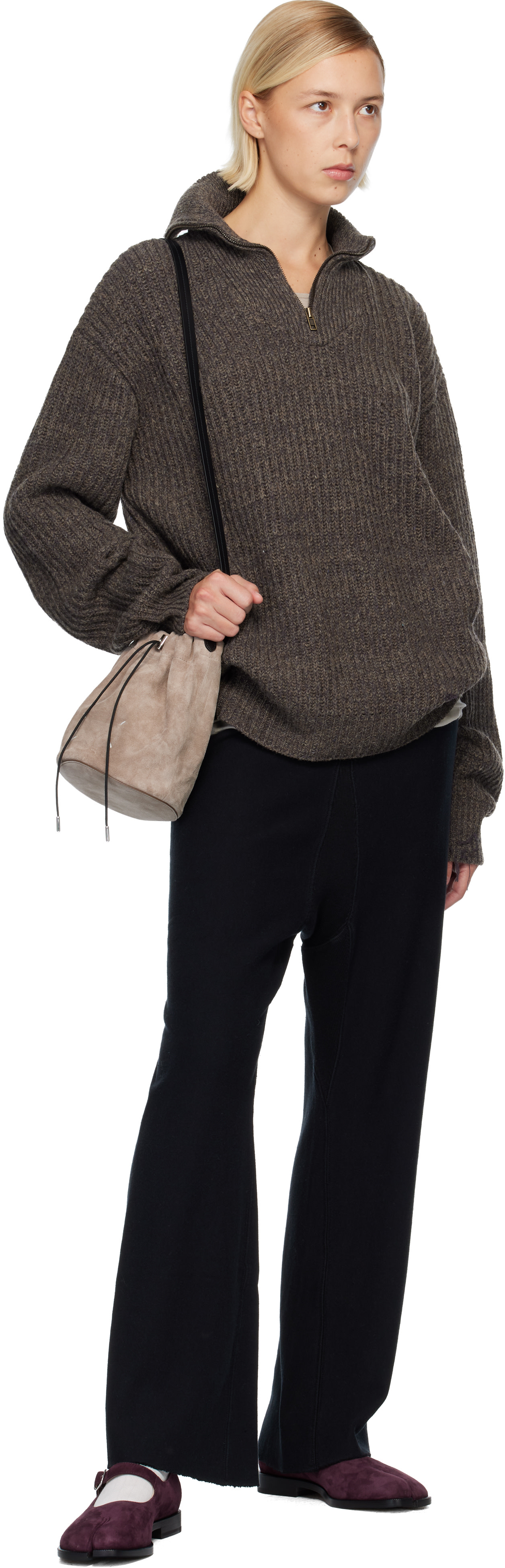 Maison Margiela: Brown Half-Zip Jacket | SSENSE