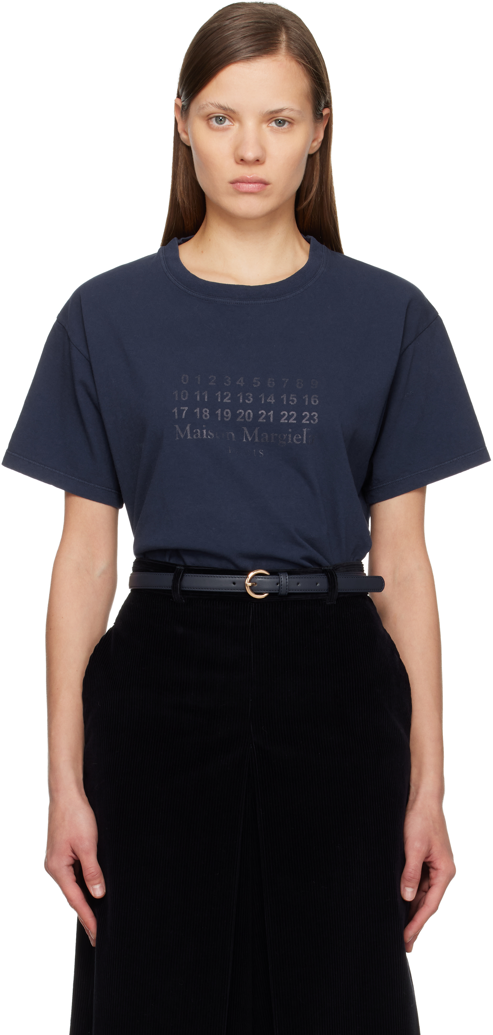 Maison Margiela: Navy Cotton Jersey T-shirt | SSENSE